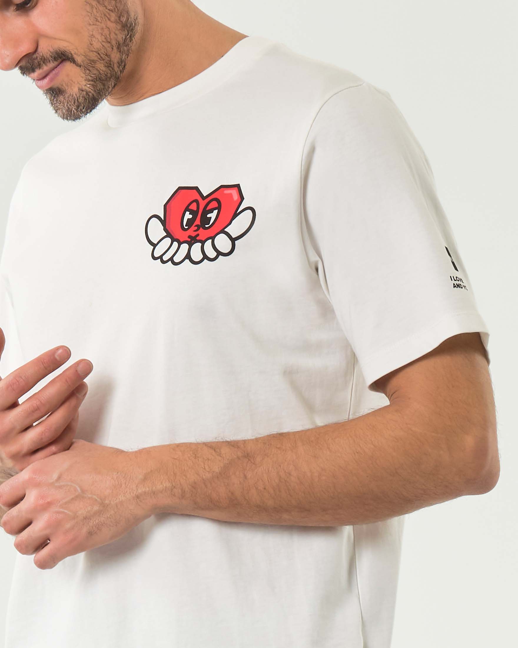 T-shirt bianca mezza manica Outhere con stampa grafica I Love You image