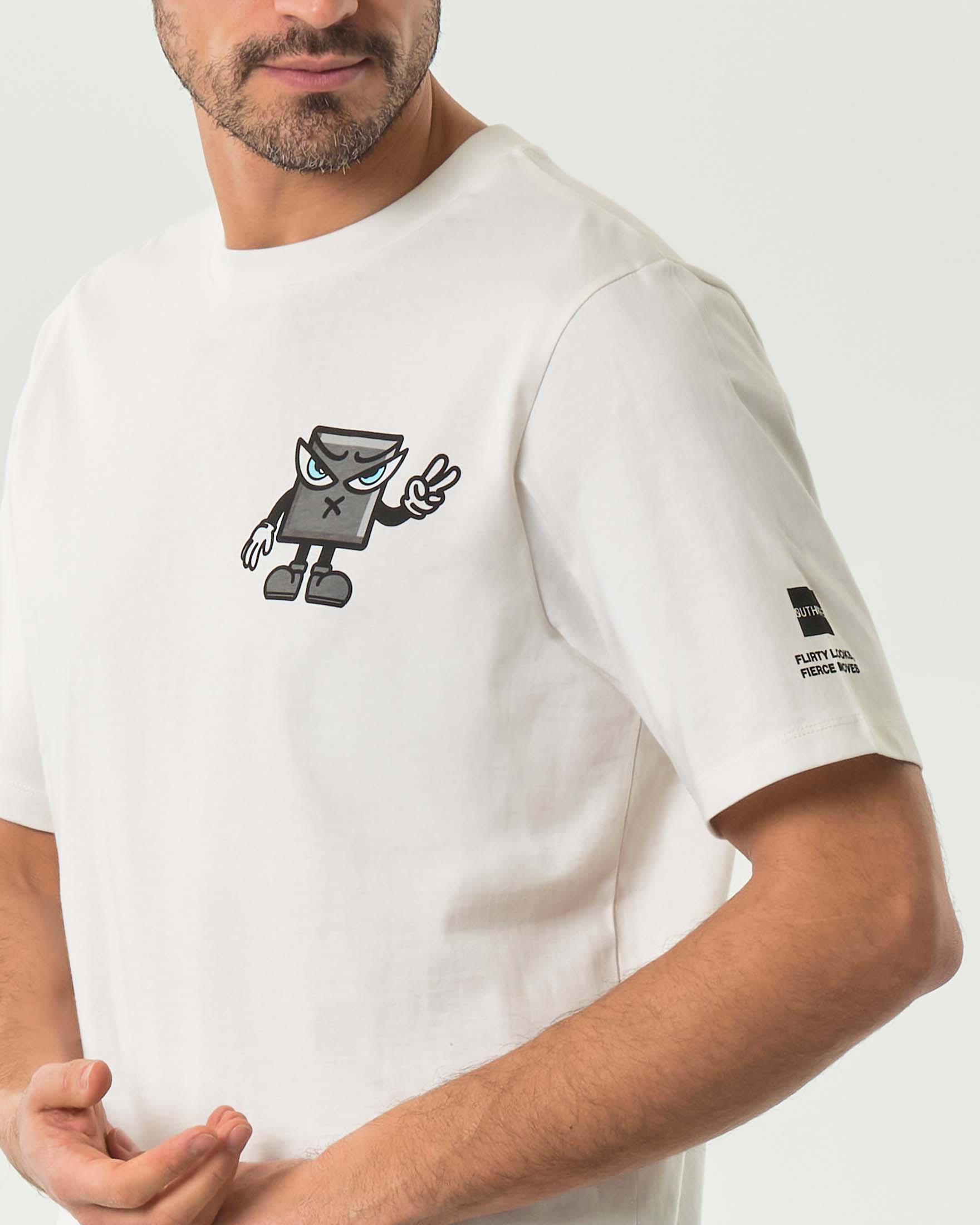 T-shirt bianca mezza manica Outhere con stampa grafica fronte e retro image