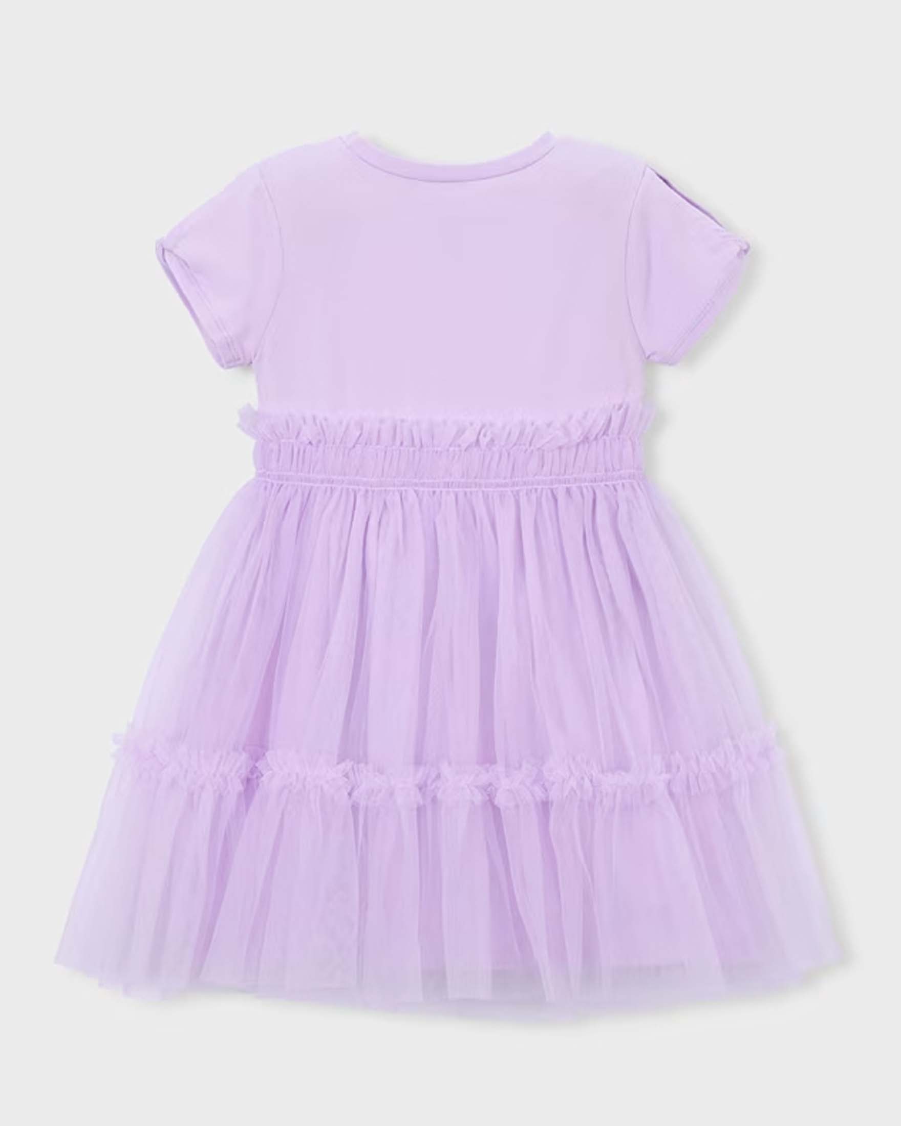 Abito Mayoral lilla in misto cotone con dettagli in tulle a balze image
