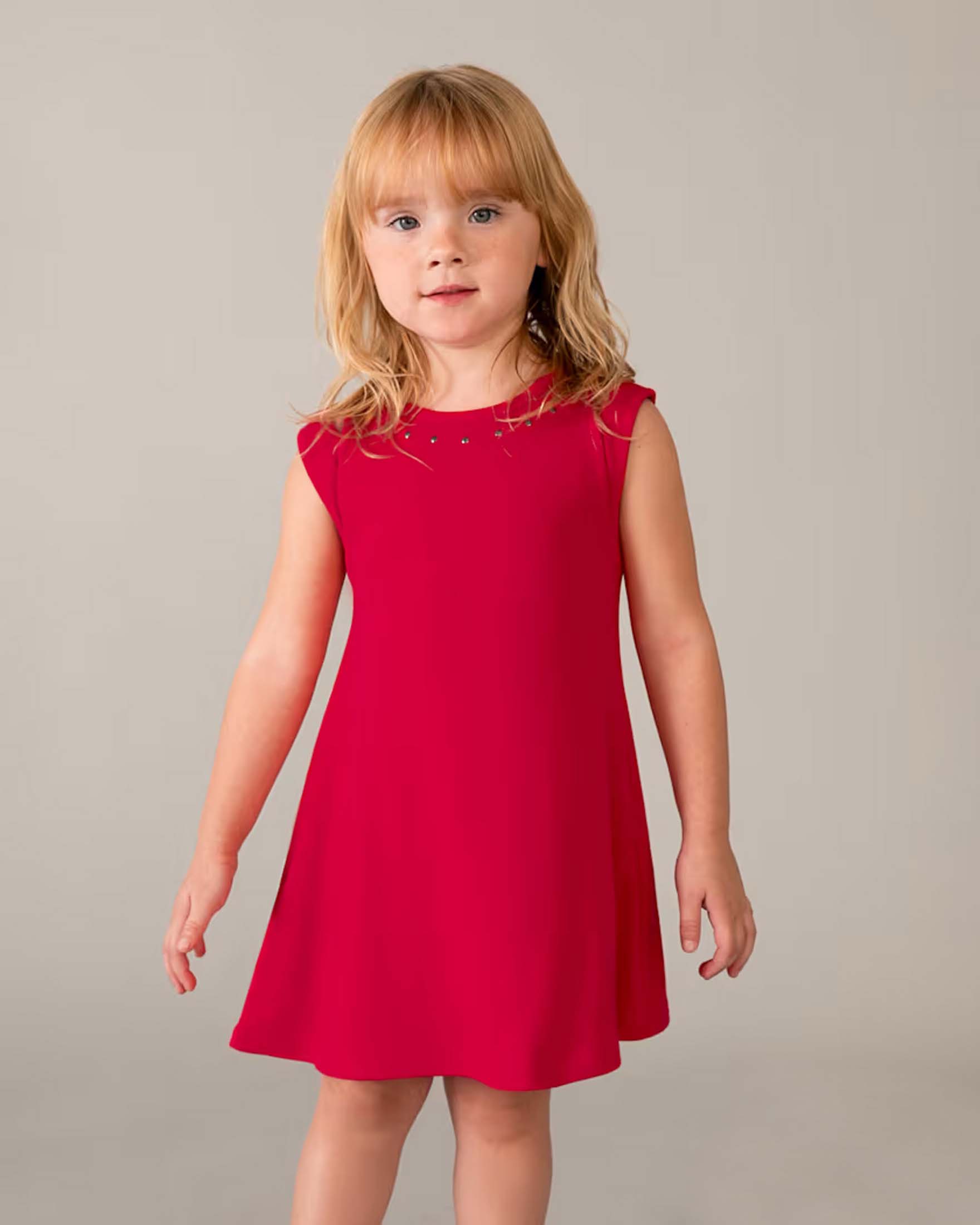 Abito Mayoral rosso in cotone con costina BO