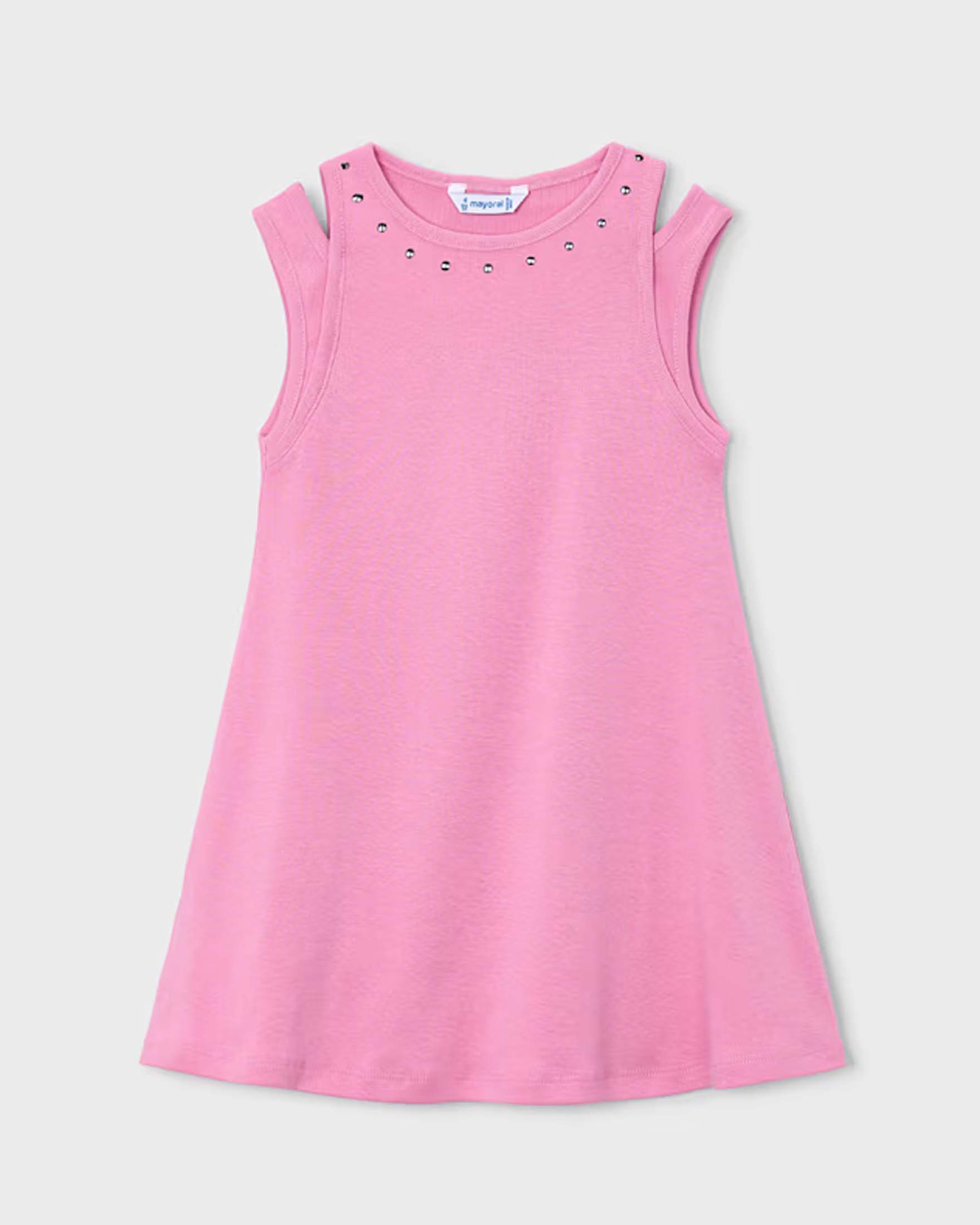 Abito rosa in cotone con costina BO