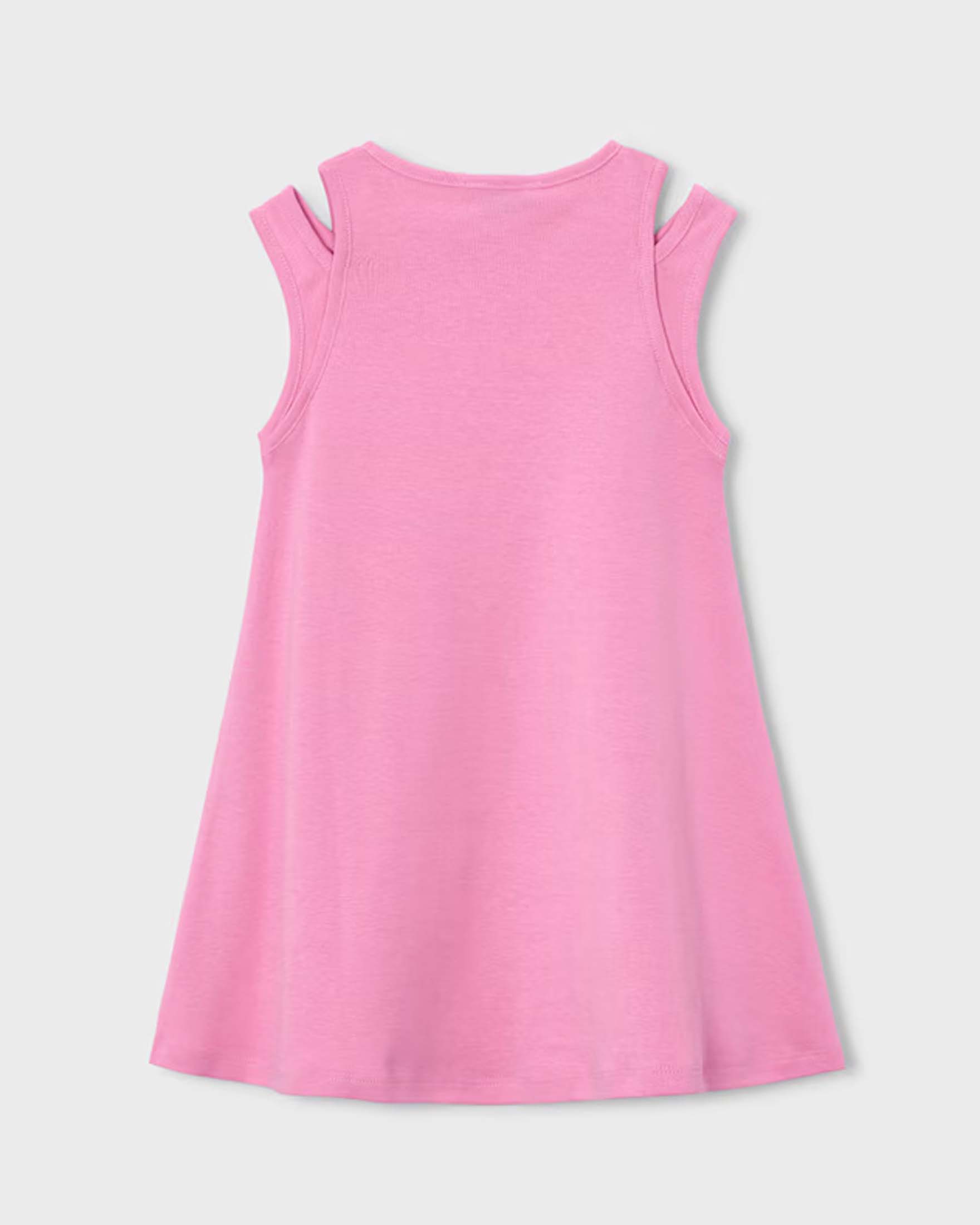 Abito Mayoral rosa in cotone con costina BO image