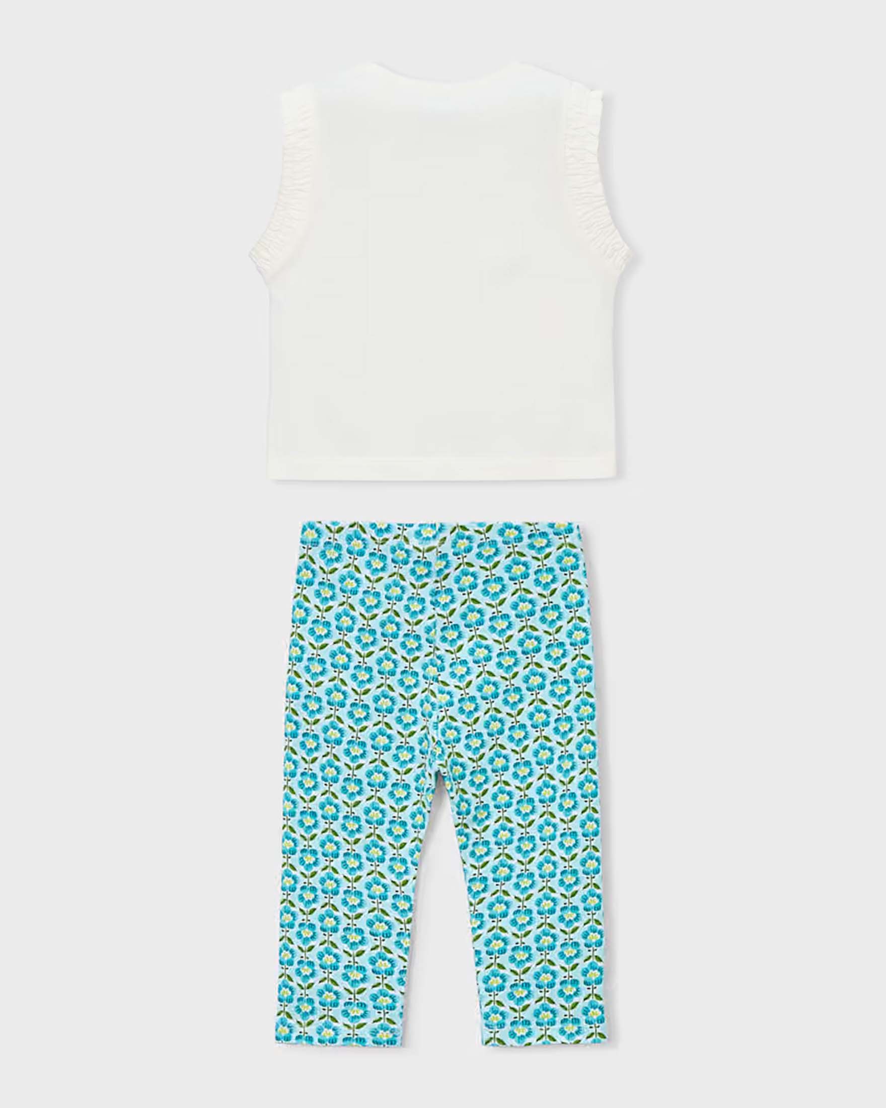 Completo Mayoral verde acqua in cotone stretch con T-shirt e leggings image