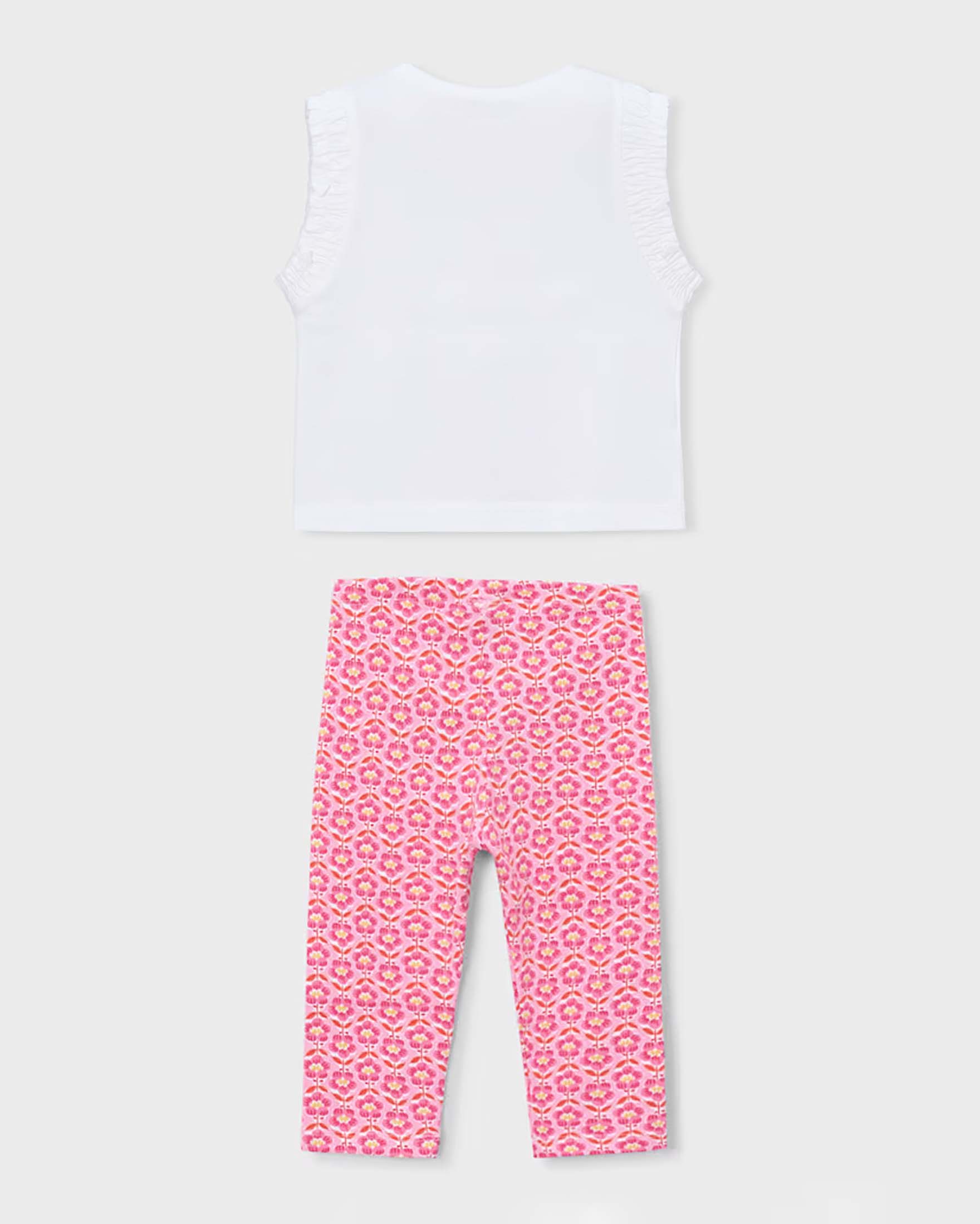 Completo Mayoral rosa in cotone con T-shirt e leggings coordinati image