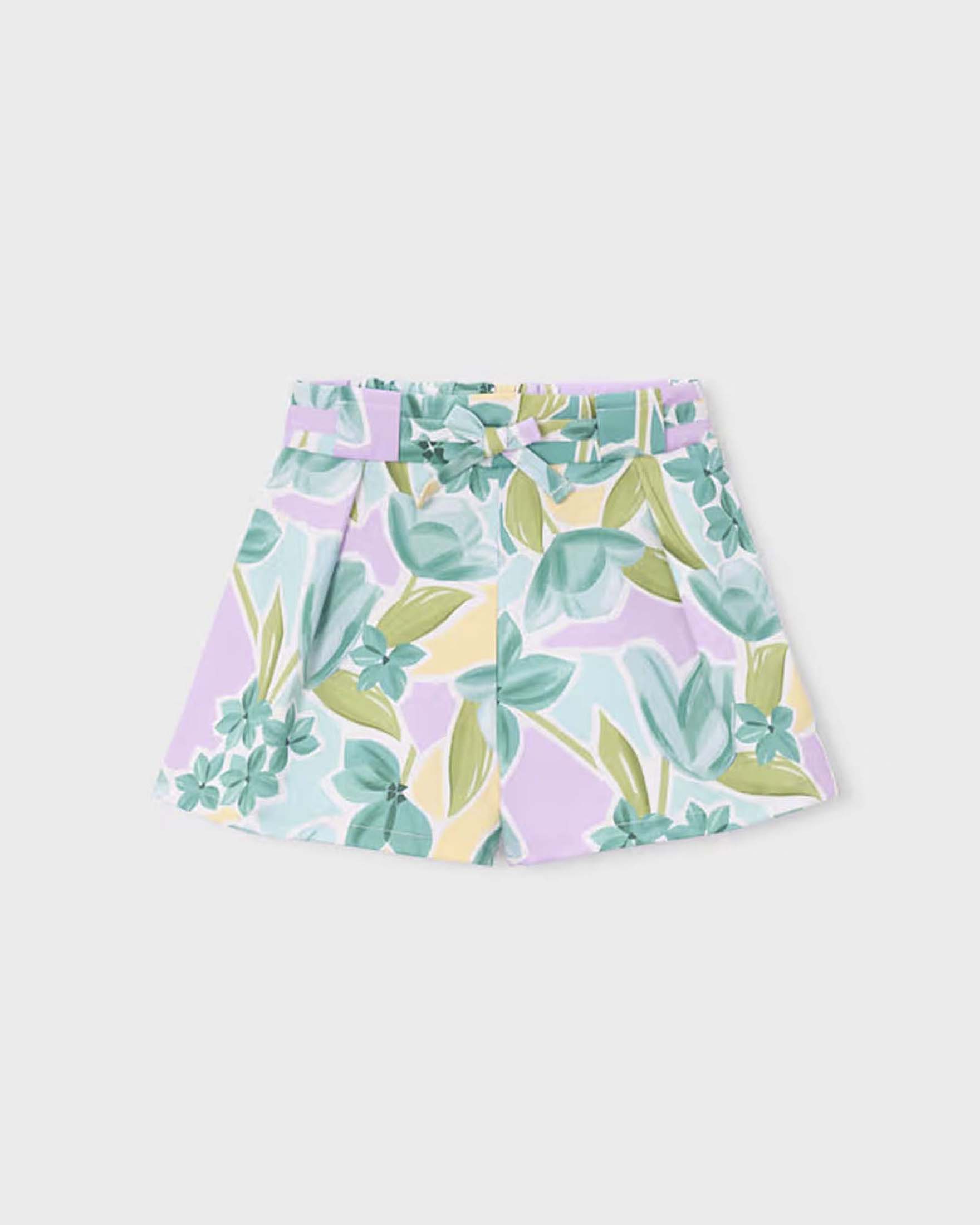 Short multicolore Mayoral in cotone elasticizzato con stampa floreale