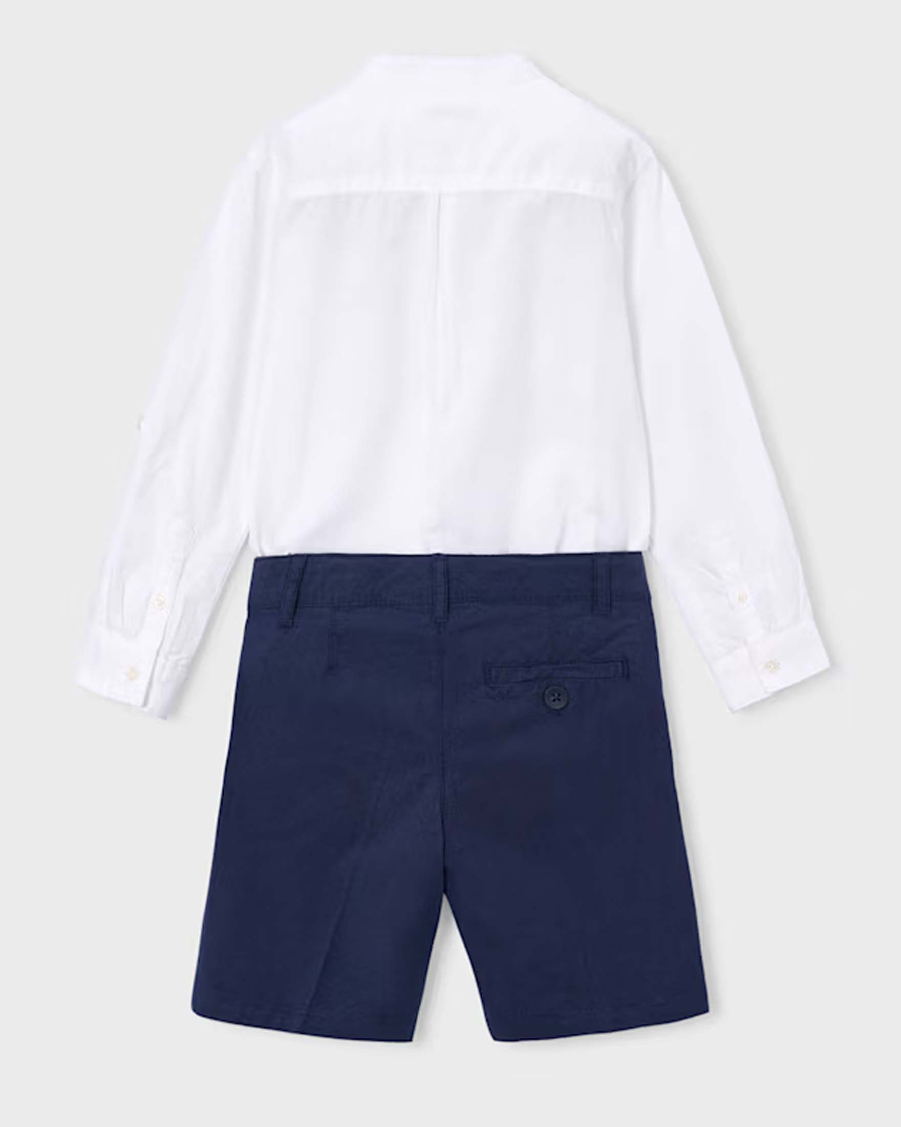 Completo Mayoral bianco in misto cotone e lino con camicia coreana image