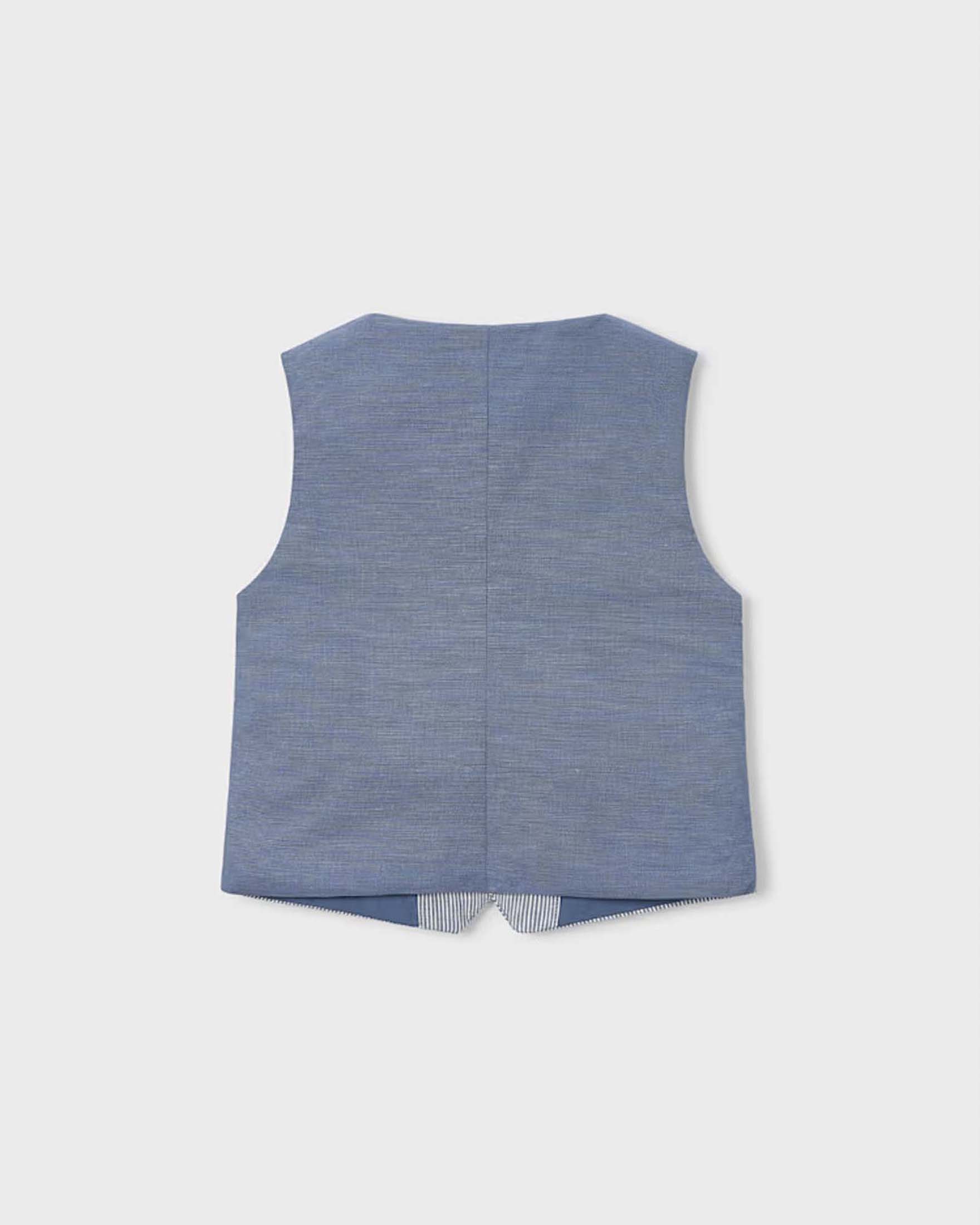 Gilet Mayoral azzurro a righe in misto cotone e lino image