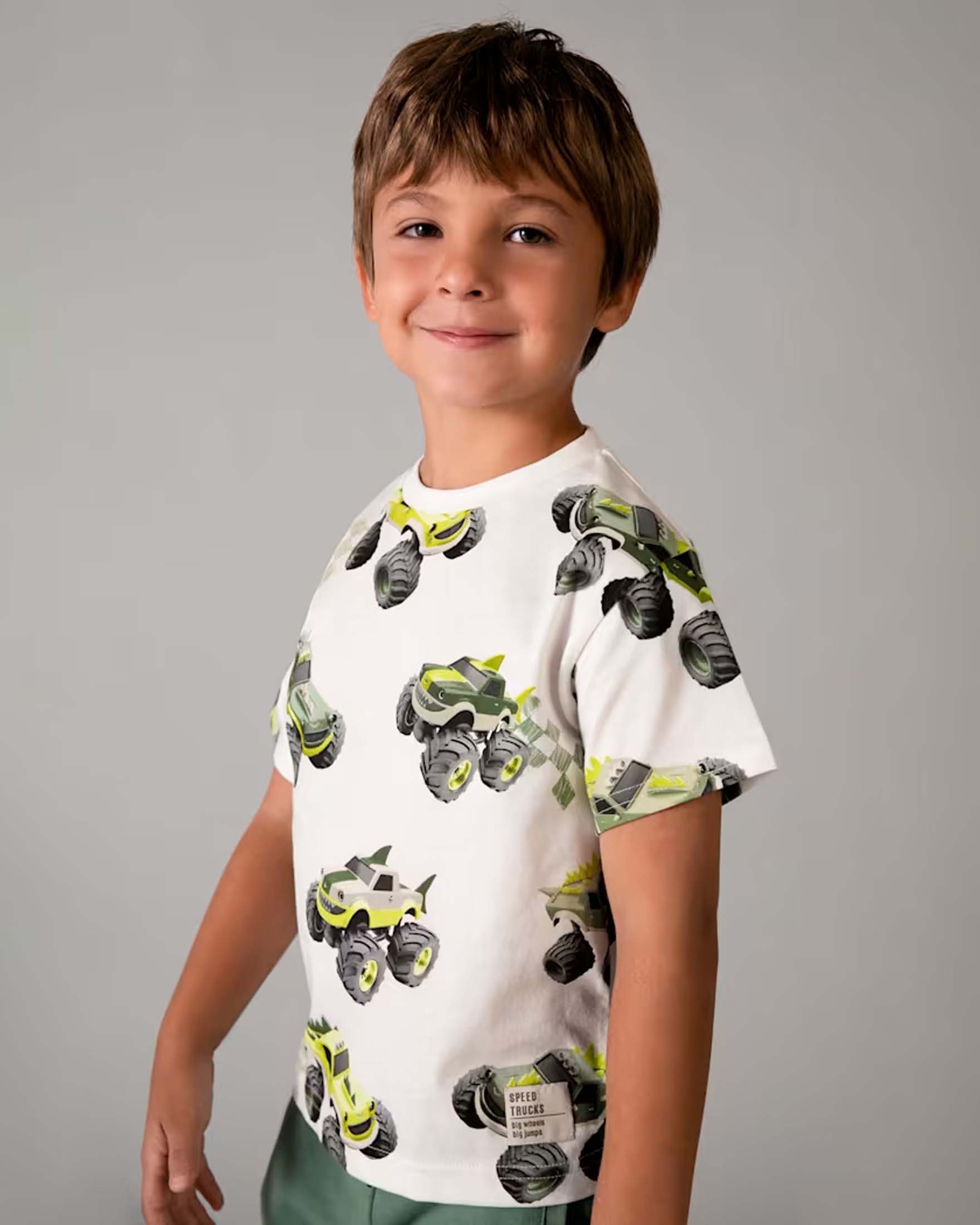 T-shirt a manica corta Mayoral bianca in cotone con stampa all over