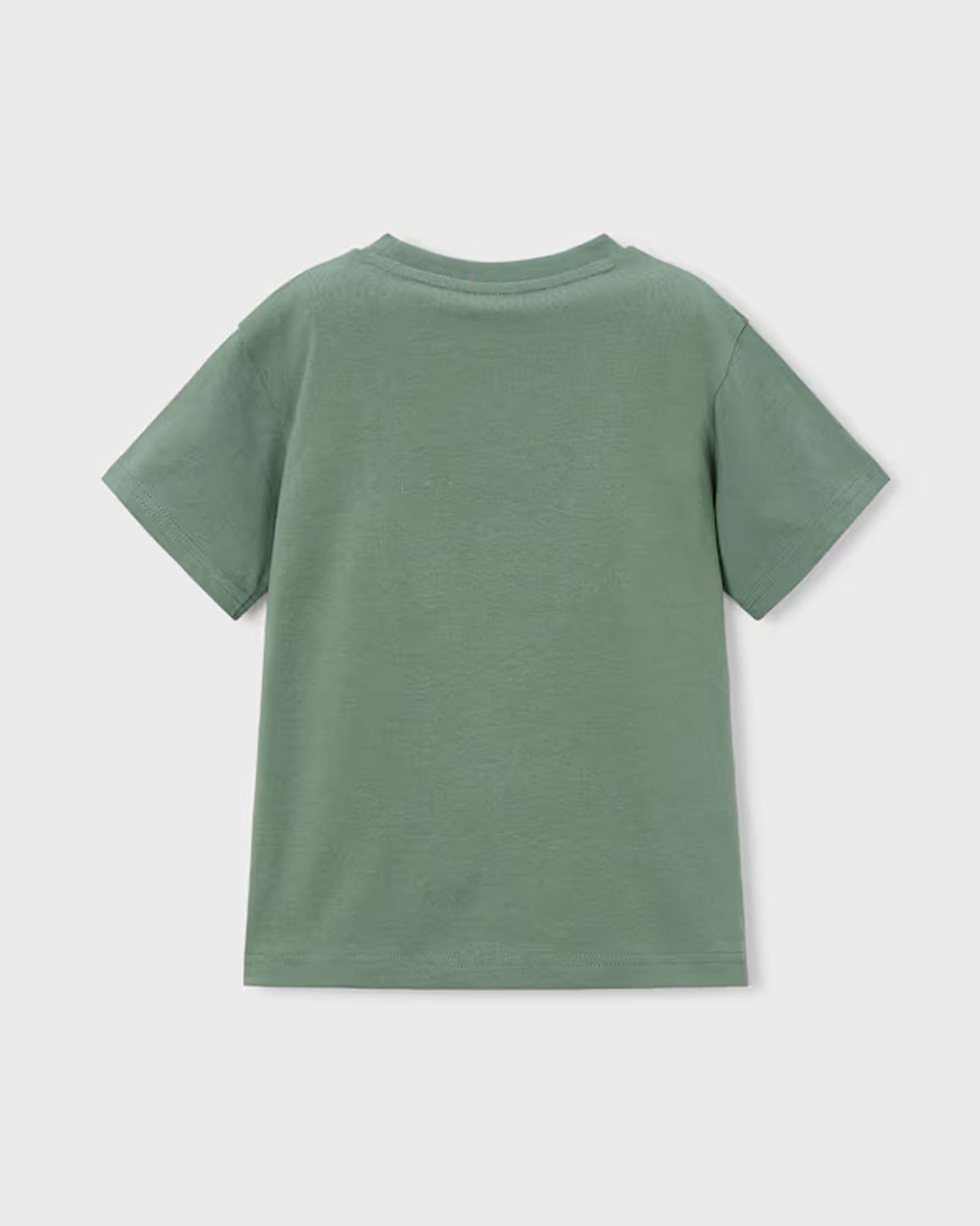T-shirt mezza manica Mayoral verde in cotone con stampa frontale personaggio driver image