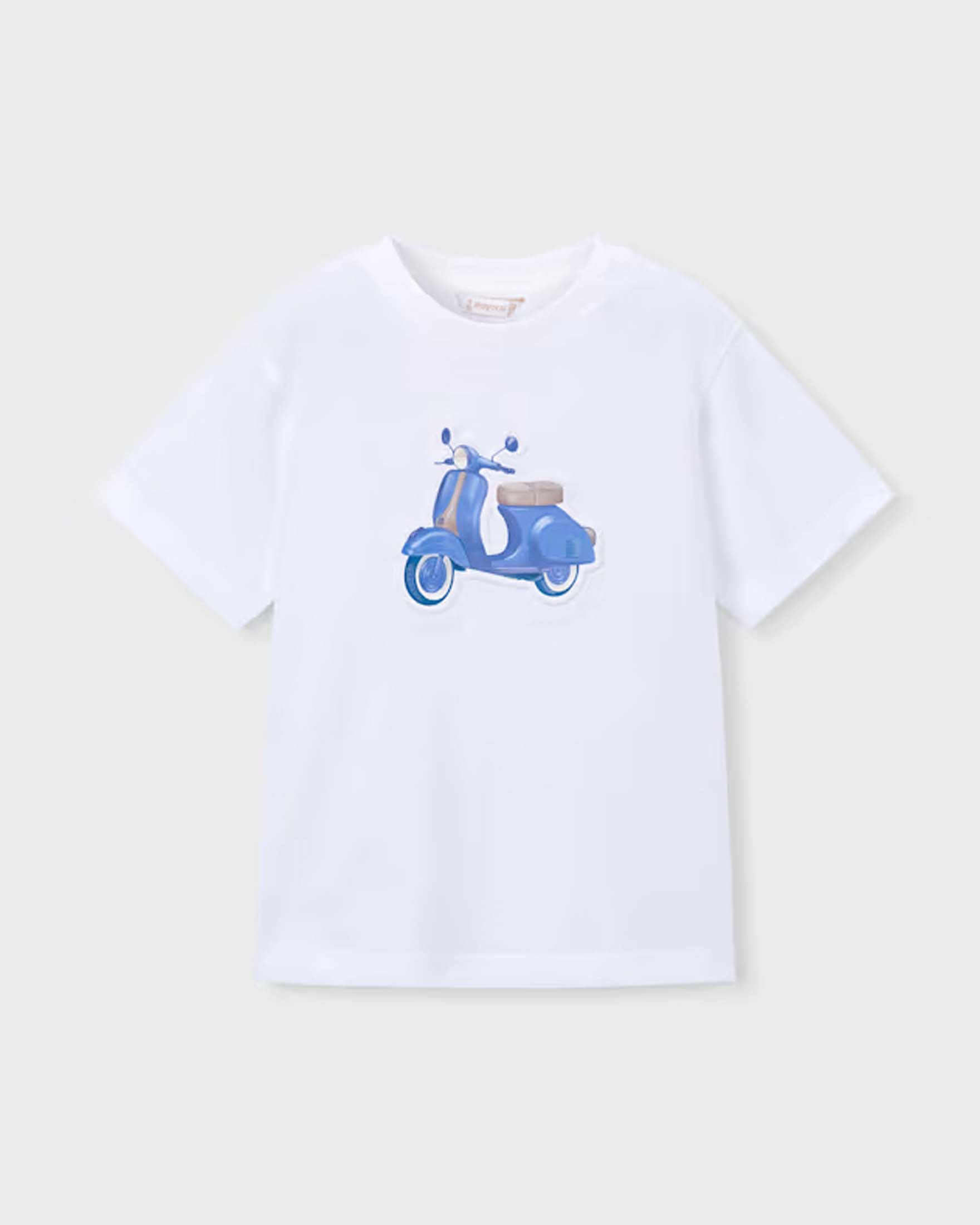 T-shirt mezza manica Mayoral bianca in cotone con stampa Vespa