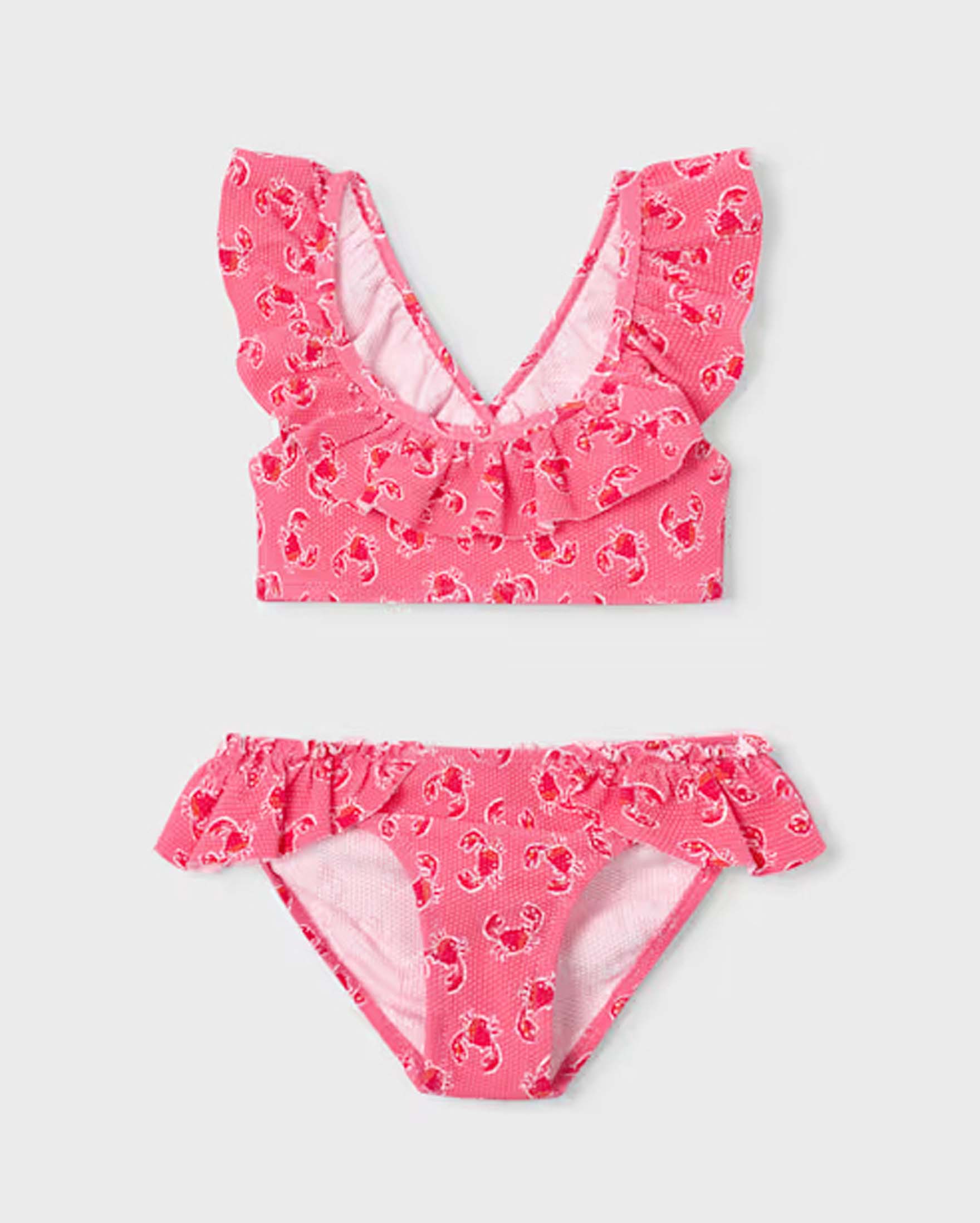 Bikini rosa Mayoral in poliammide ed elastan con dettagli a rouches