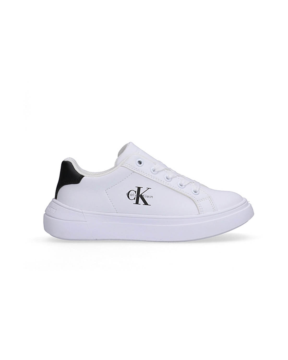 Sneakers Calvin Klein Kids bianche in ecopelle con lacci e finiture nere
