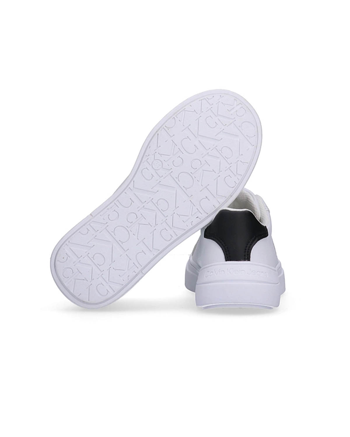 Sneakers Calvin Klein Kids bianche in ecopelle con lacci e finiture nere image