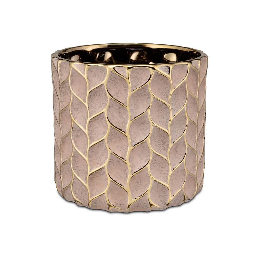 Vaso in Ceramica Cachepot Treccioro L Oro d.18 h.16