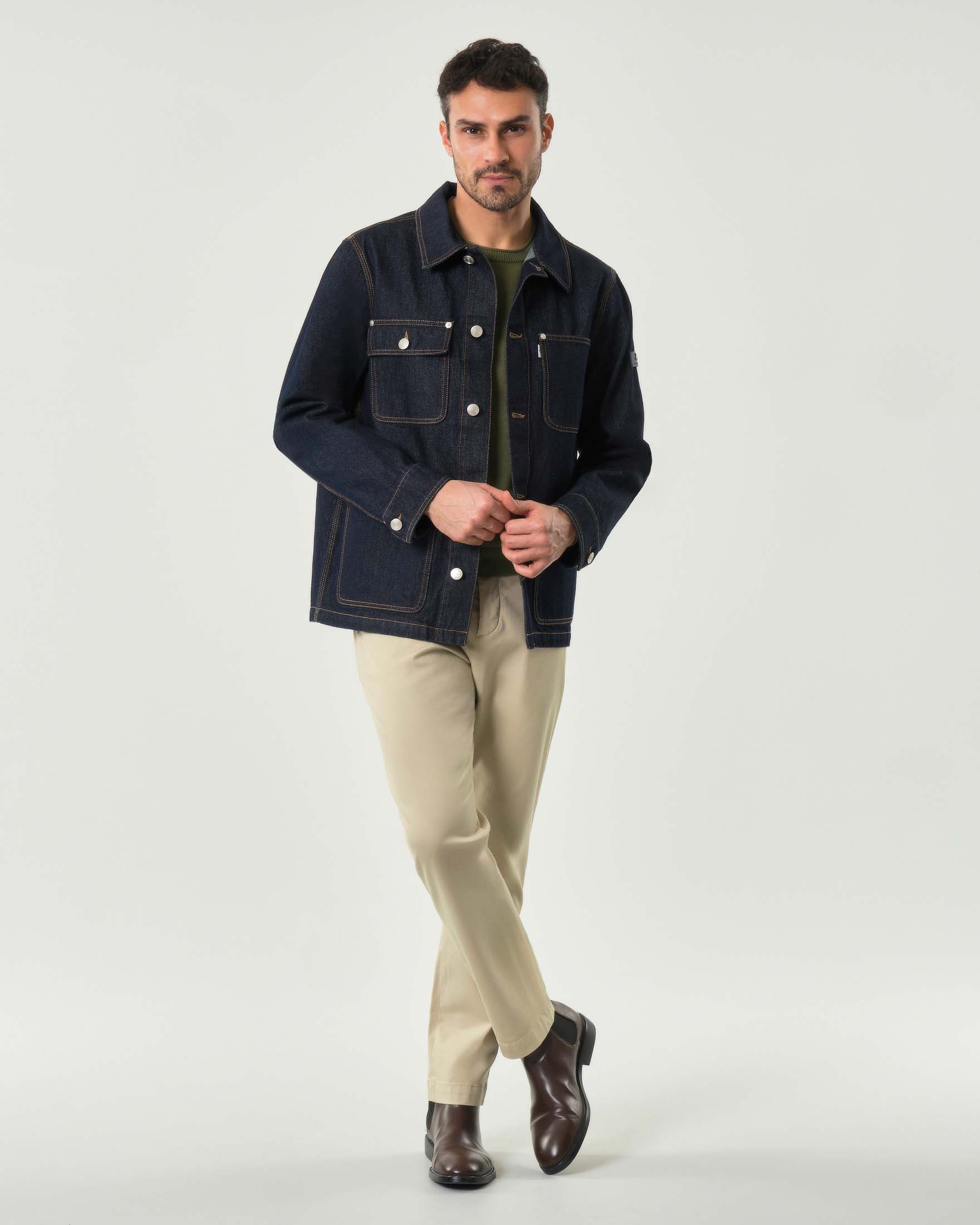 Giacca Quito Peuterey in denim di puro cotone a lavaggio blu scuro image