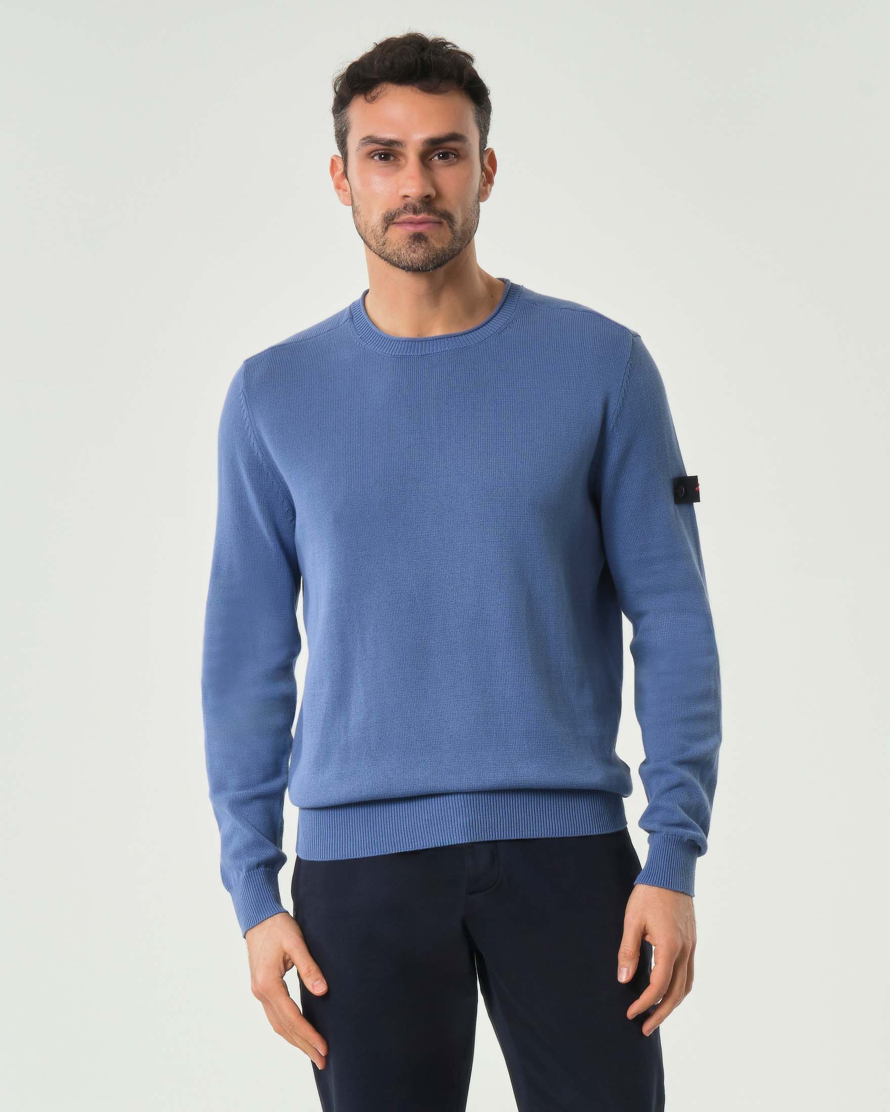 Maglia celeste girocollo in puro cotone soft touch