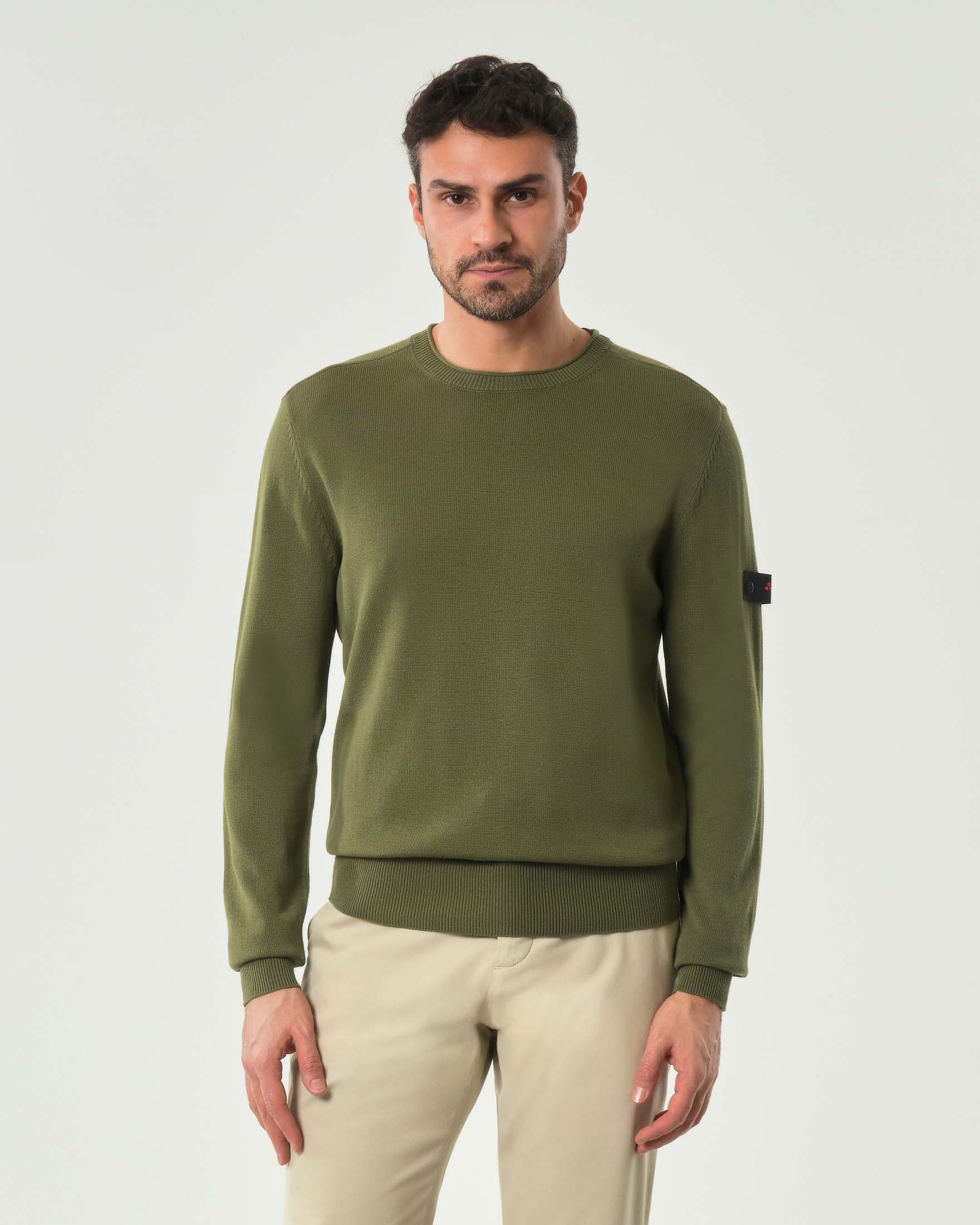 Maglia Peuterey verde oliva girocollo in puro cotone soft touch