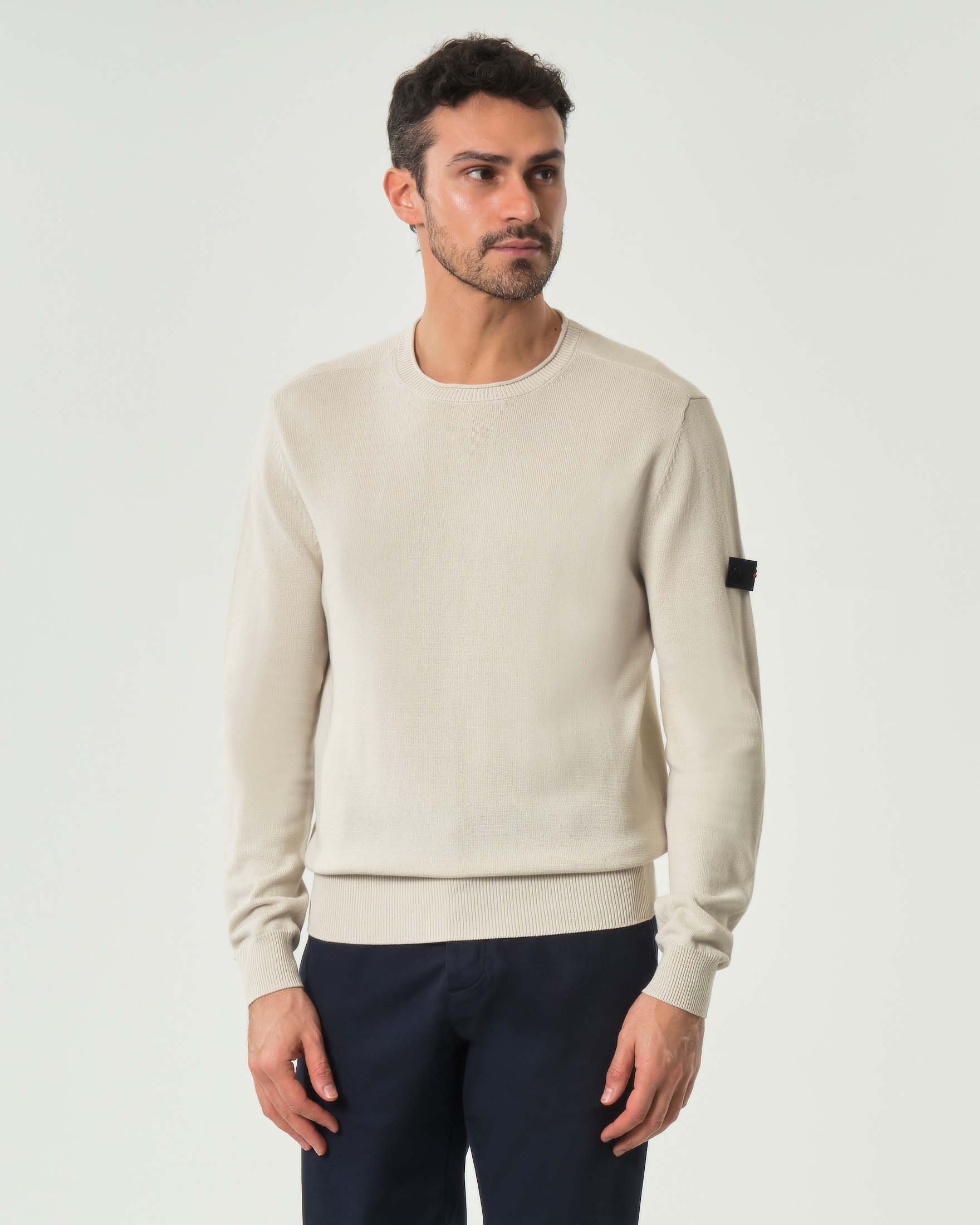 Maglia Peuterey panna girocollo in puro cotone soft touch
