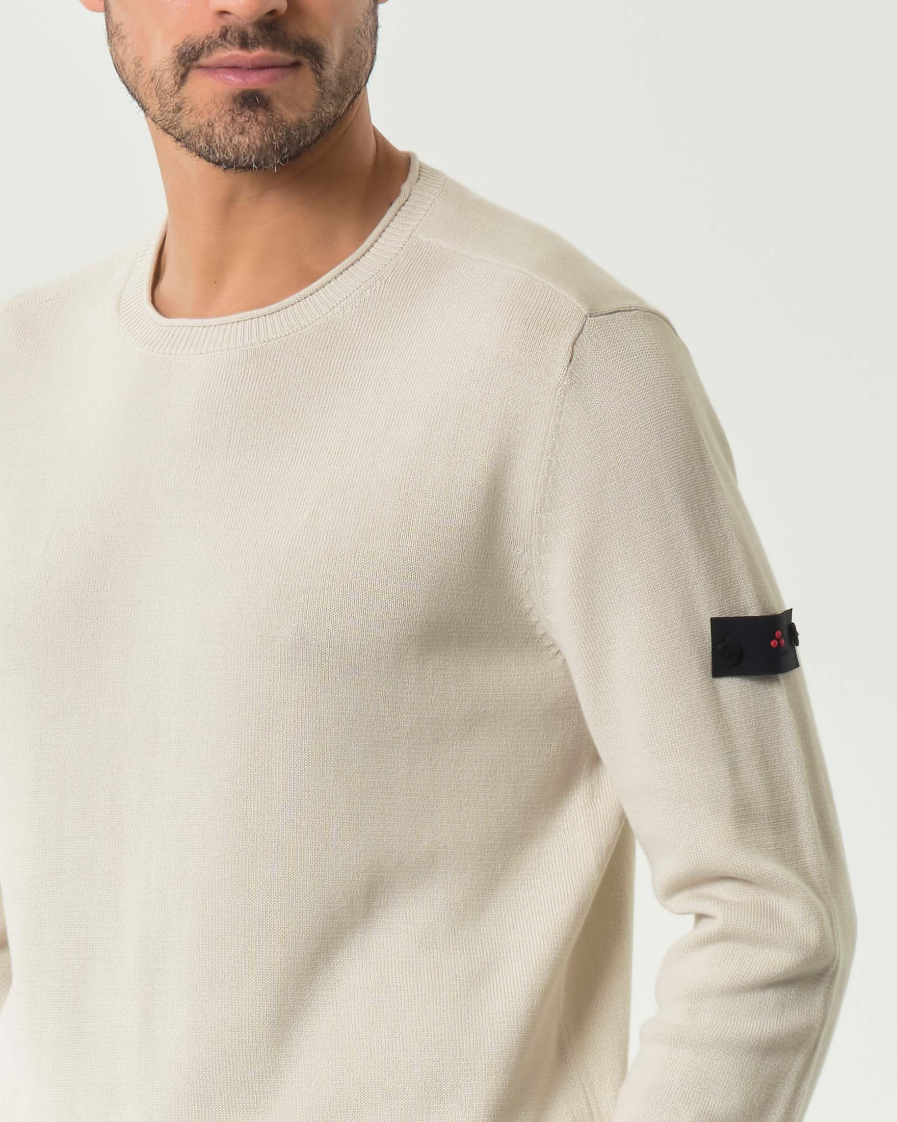 Maglia Peuterey panna girocollo in puro cotone soft touch image