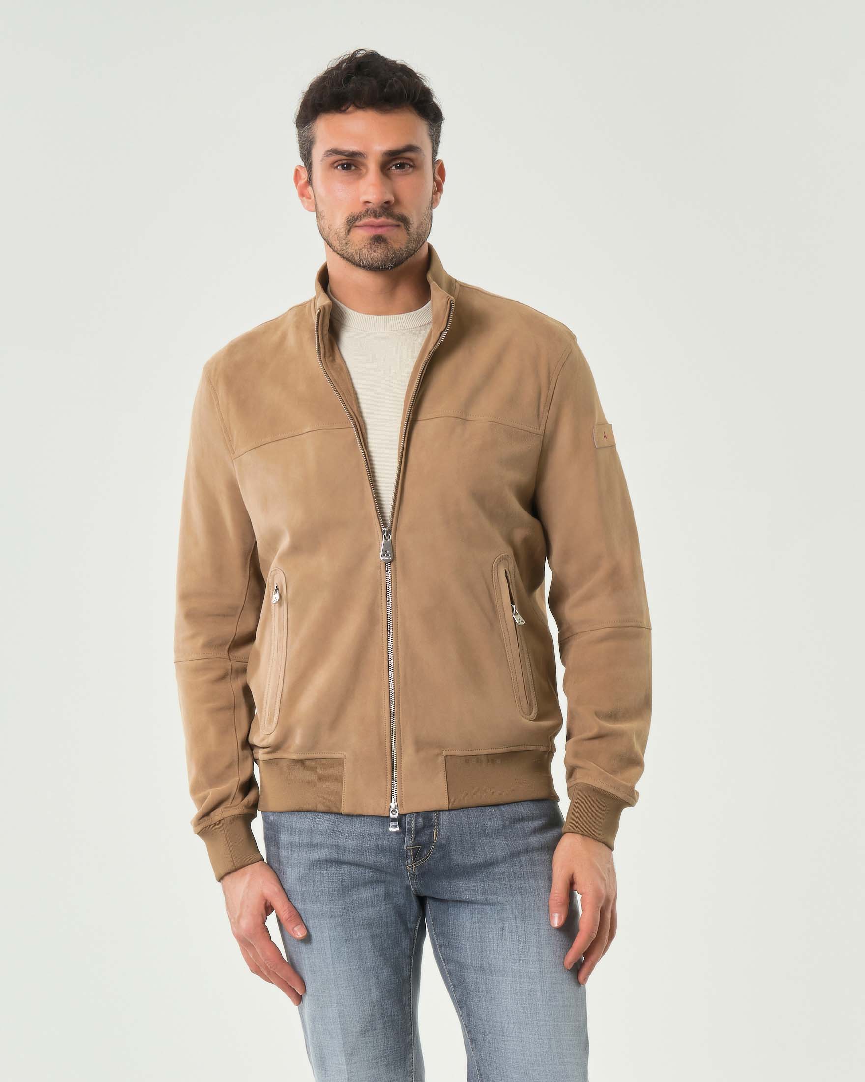 Bomber Sands cammello in pelle scamosciata