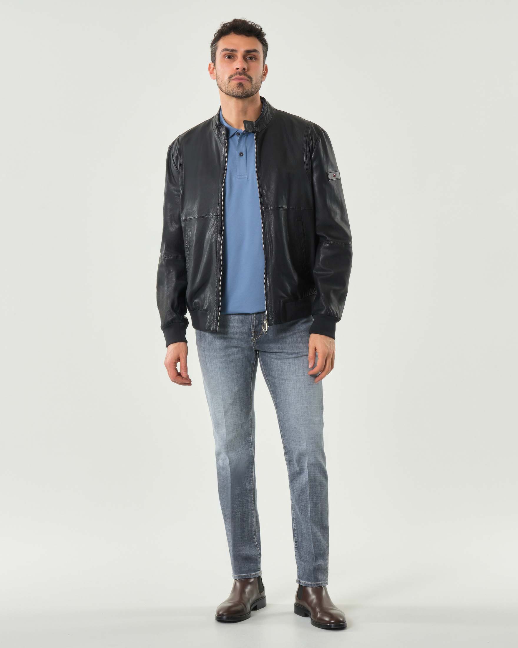 Giacca bomber Tureia Peuterey blu in pelle image