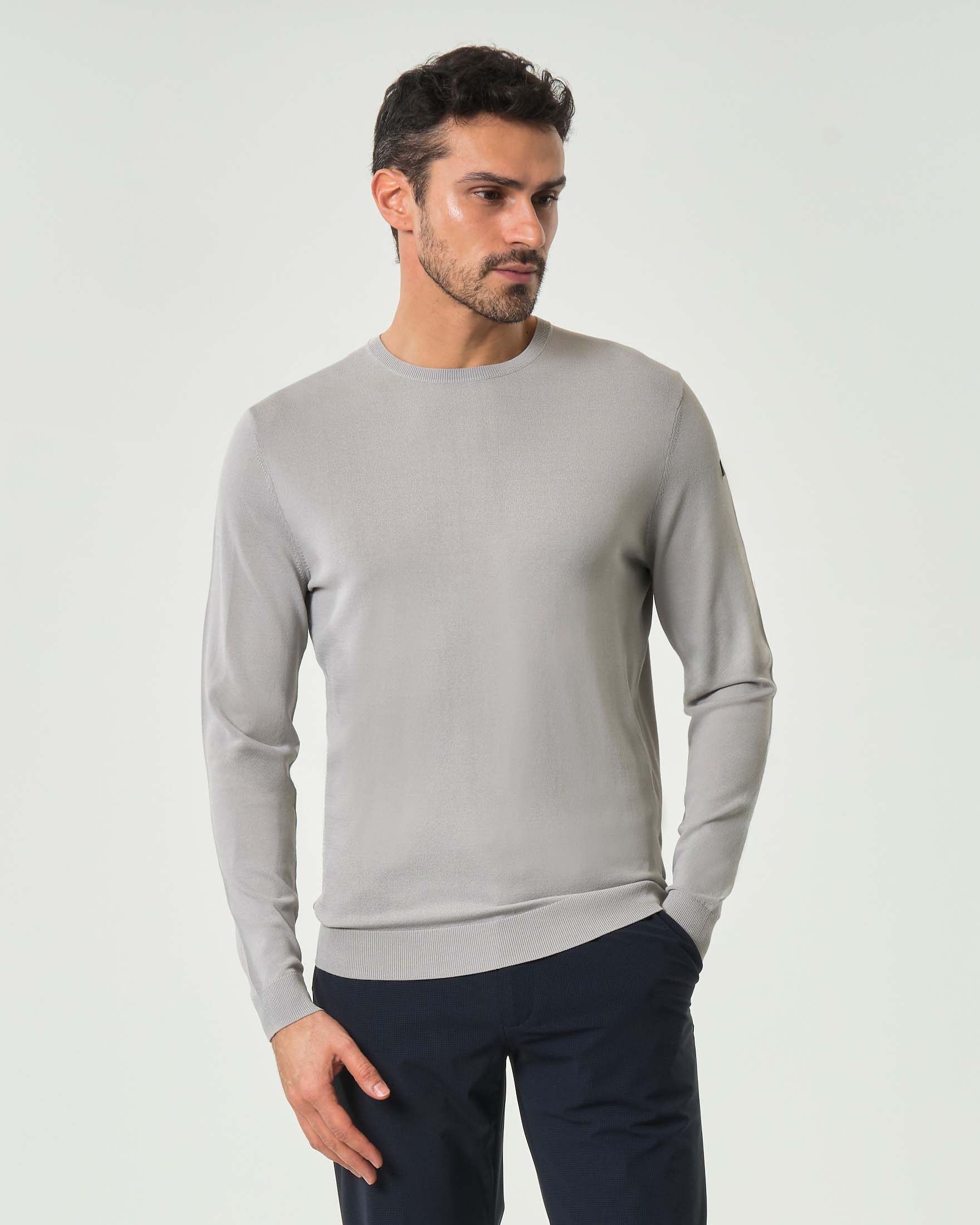 Maglia girocollo ghiaccio R.R.D. Maxell in filato tecnico di viscosa stretch