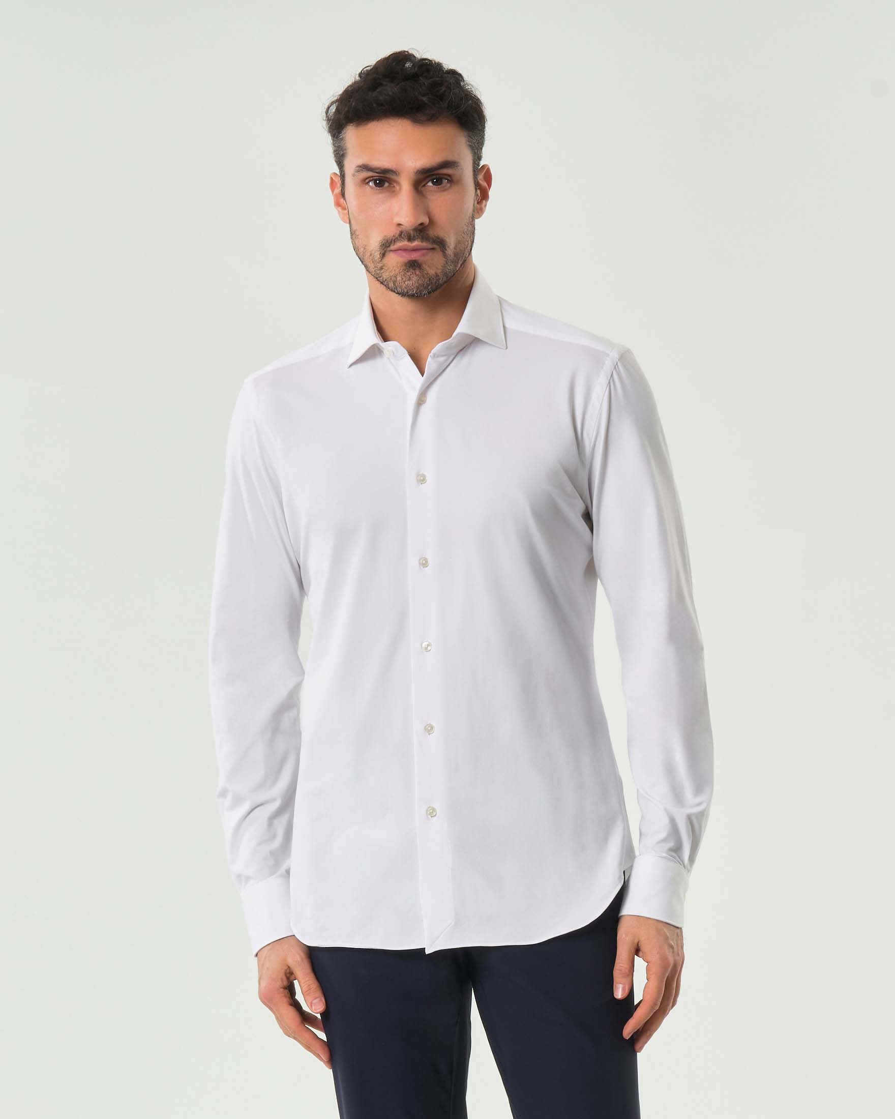 Camicia bianca in Oxford di cotone stretch tailor fit