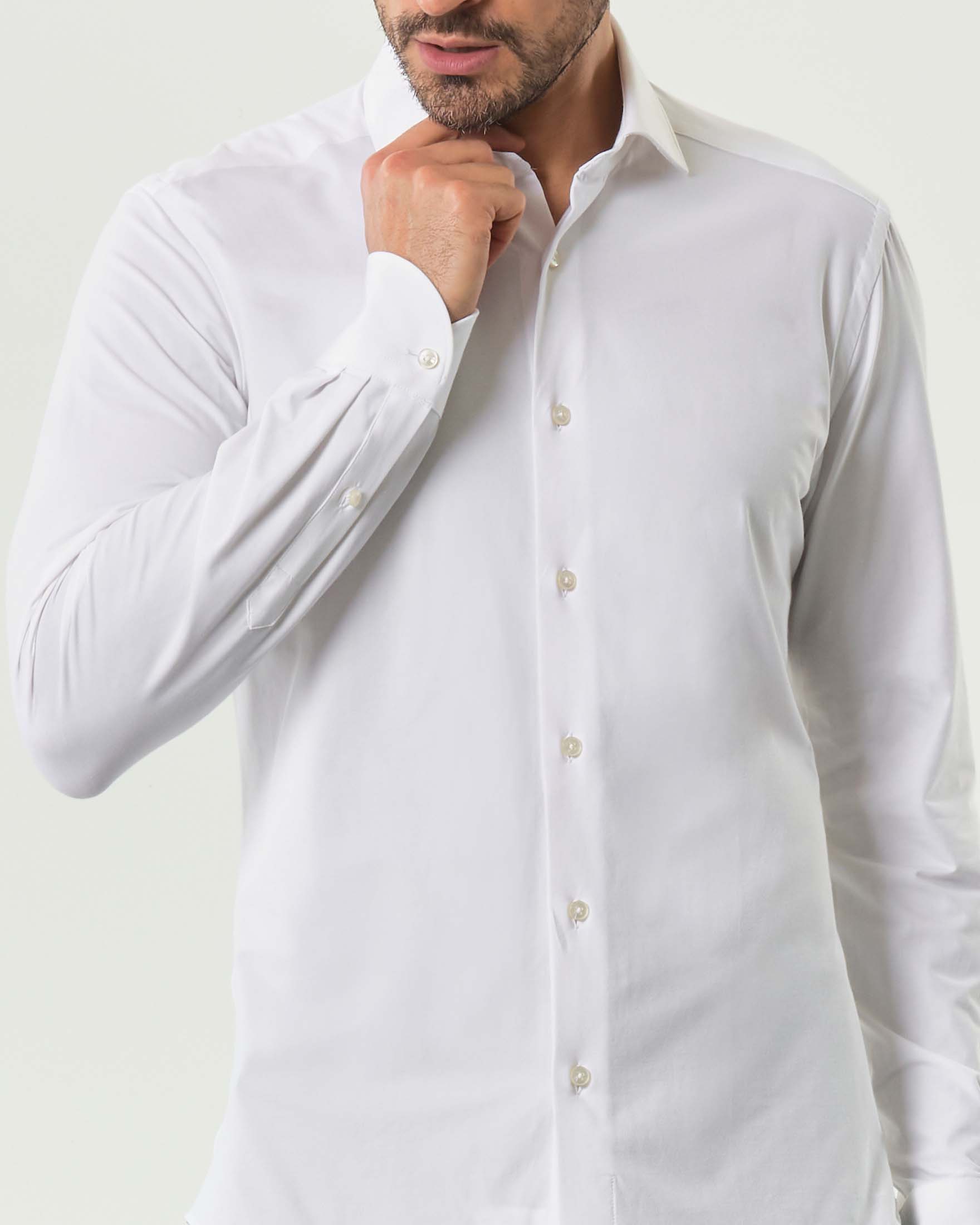 Camicia bianca in Oxford di cotone stretch tailor fit image