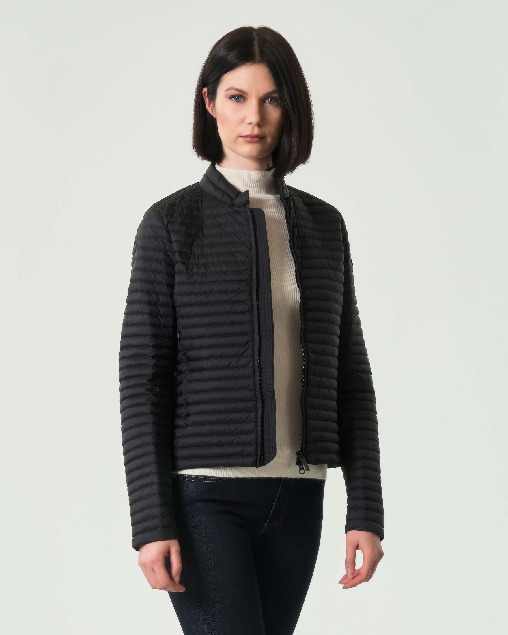 Piumino nero Colmar Originals imbottito in piuma naturale 50 grammi senza cappuccio