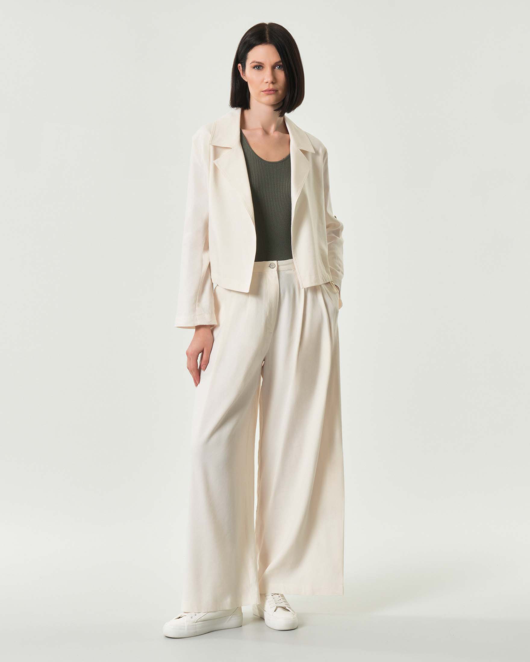Shacket cropped bianca Marella Monochrome in misto lino image