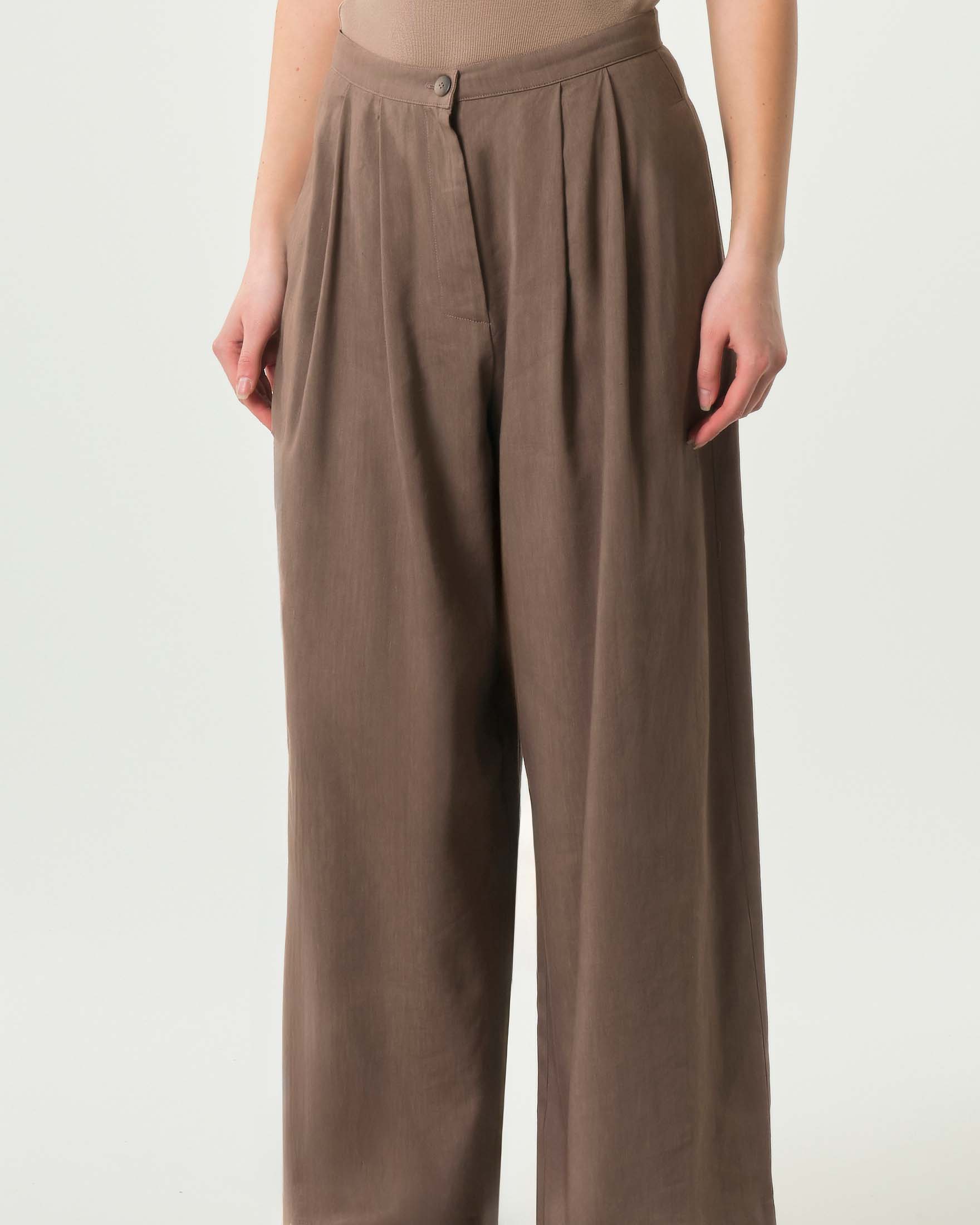 Pantaloni wide nocciola Marella Monochrome in misto lino image