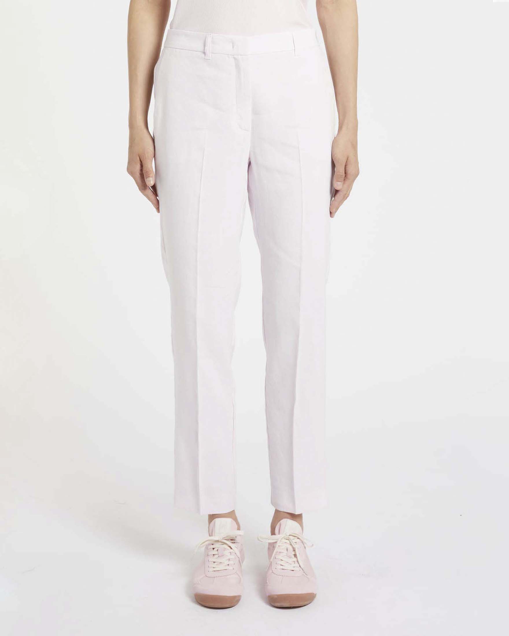 Pantaloni bianchi Marella Monochrome dal fit slim in misto lino con piega stirata su fronte e retro