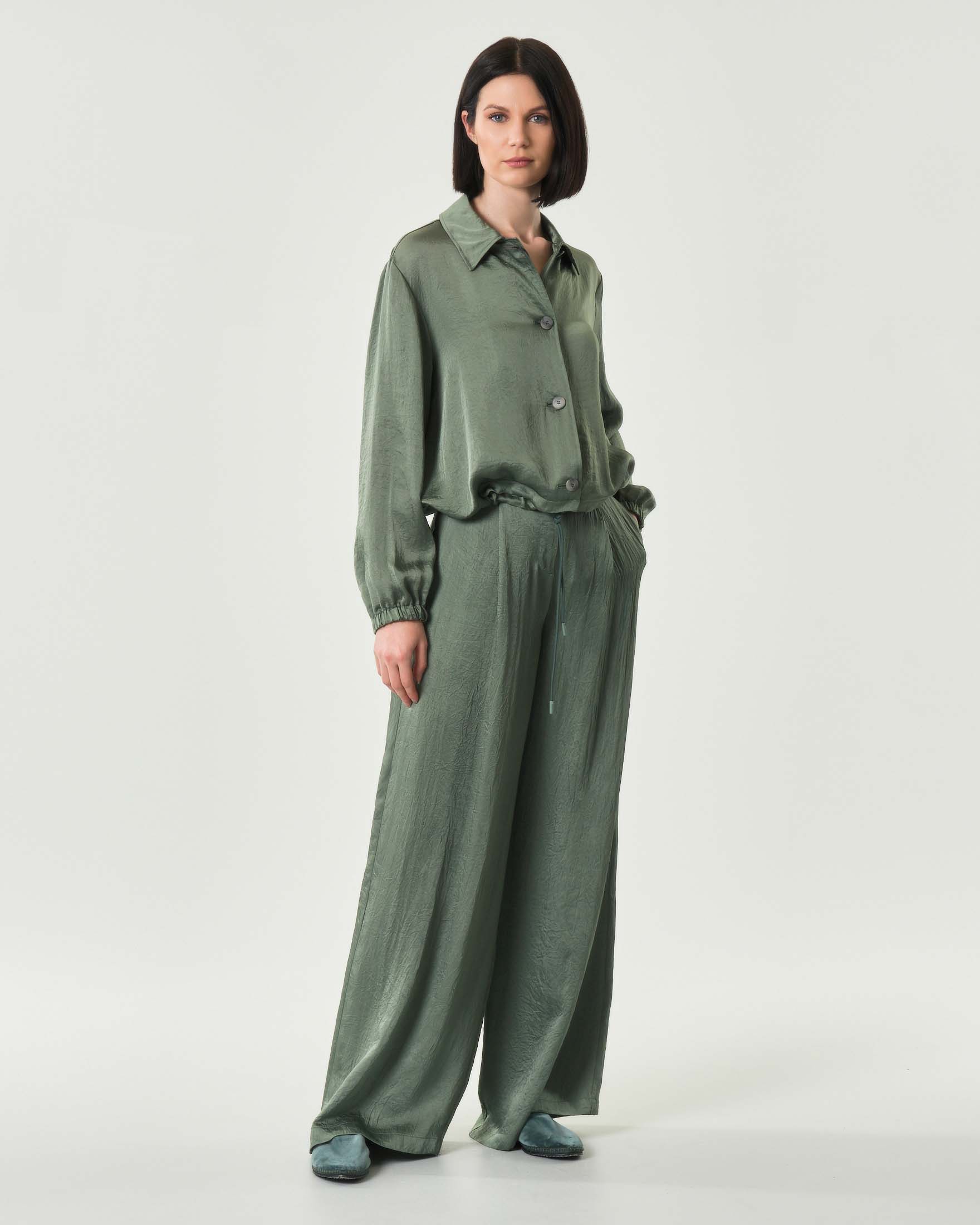Shacket verde salvia Marella Monochrome regolabile in vita con coulisse image