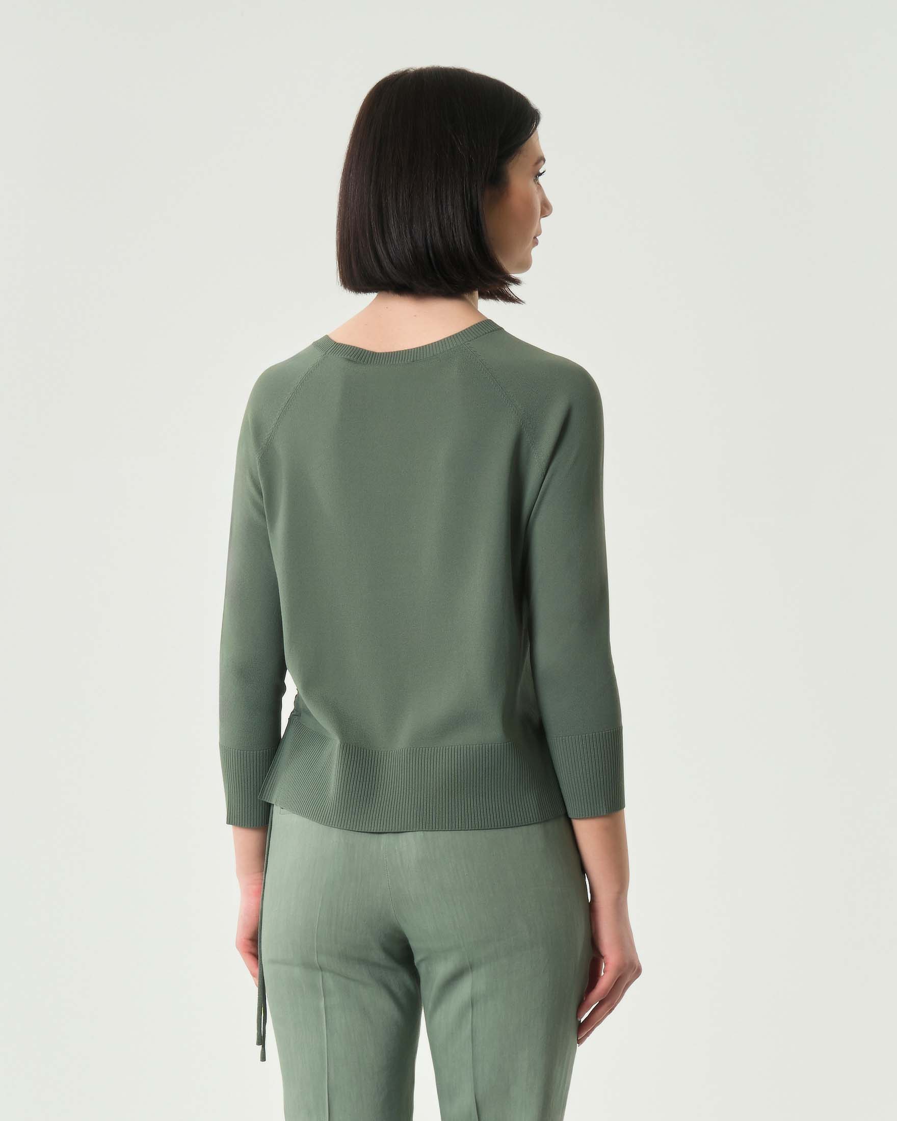 Maglia verde salvia Marella Monochrome in viscosa elasticizzata con coulisse sul fianco sinistro