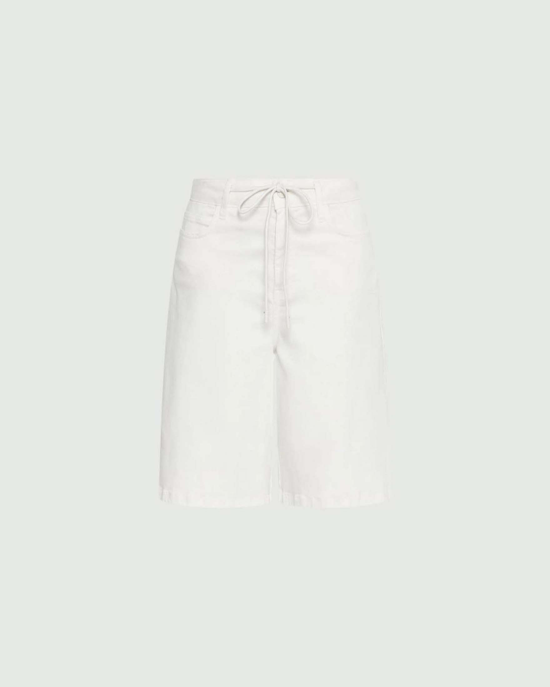 Bermuda bianchi Marella Monochrome in bull di cotone stretch con vita regolabile tramite coulisse
