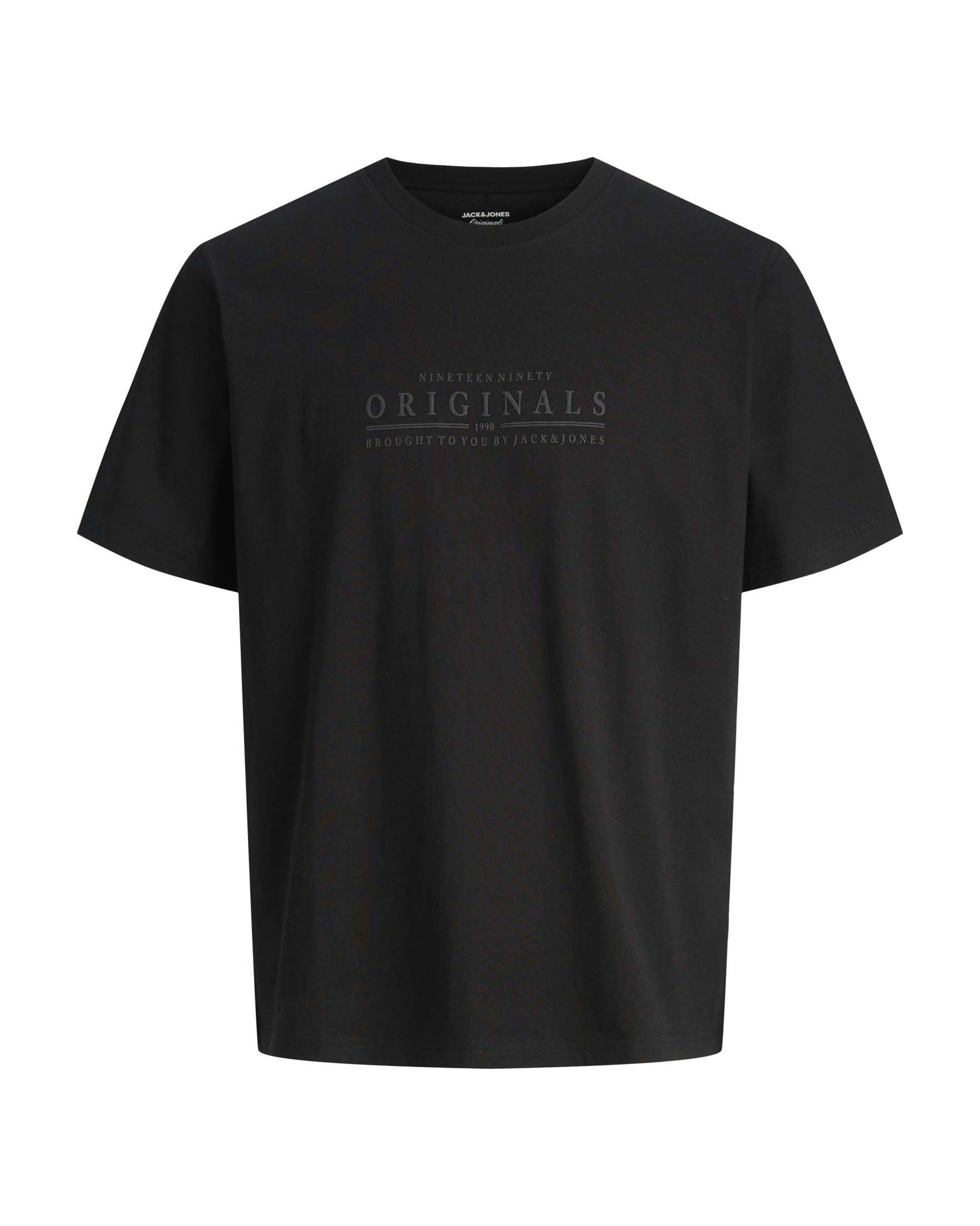 T-shirt Jack & Jones nera in puro cotone con scritta originals