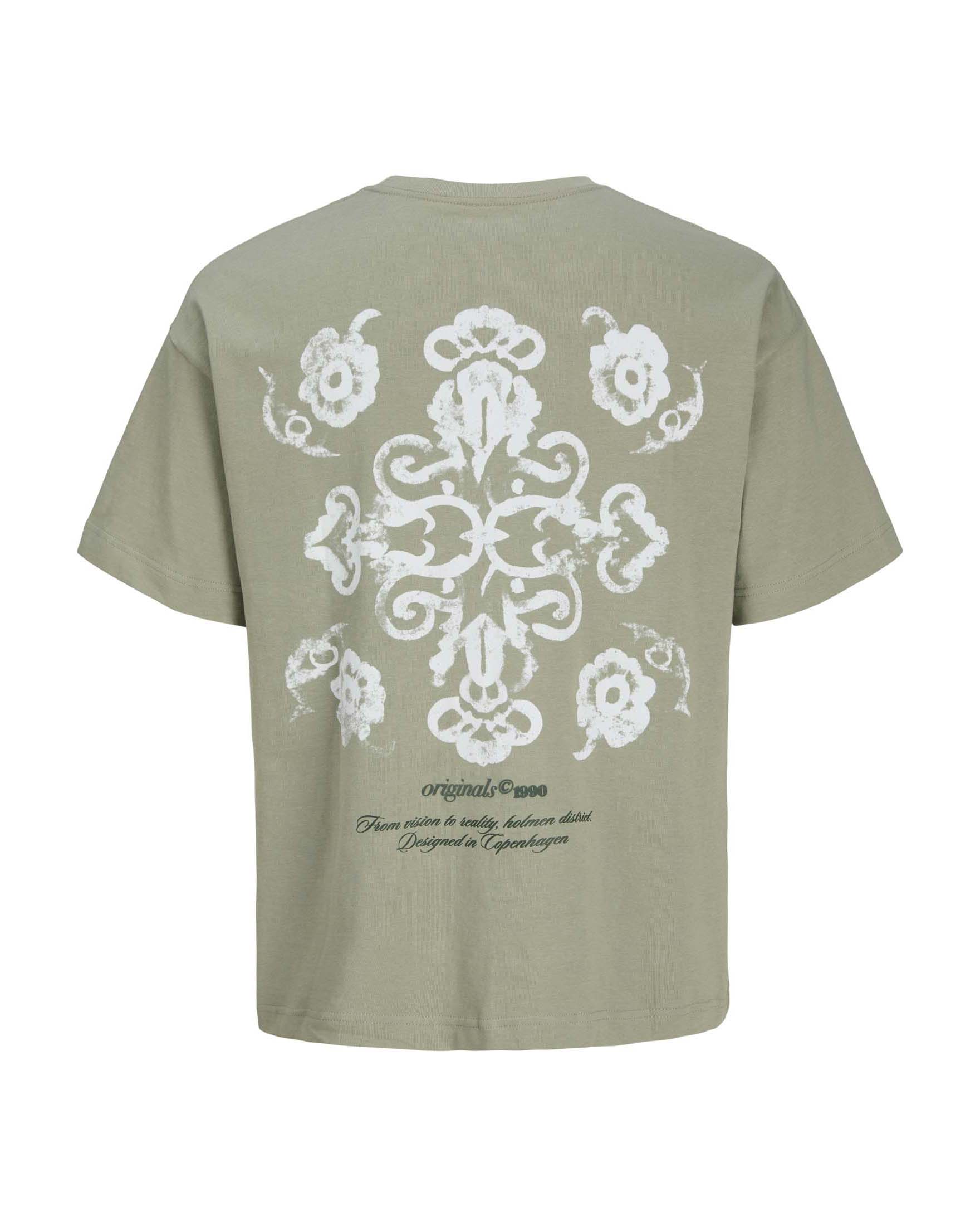 T-shirt Jack & Jones salvia con stampa bianca sul retro image