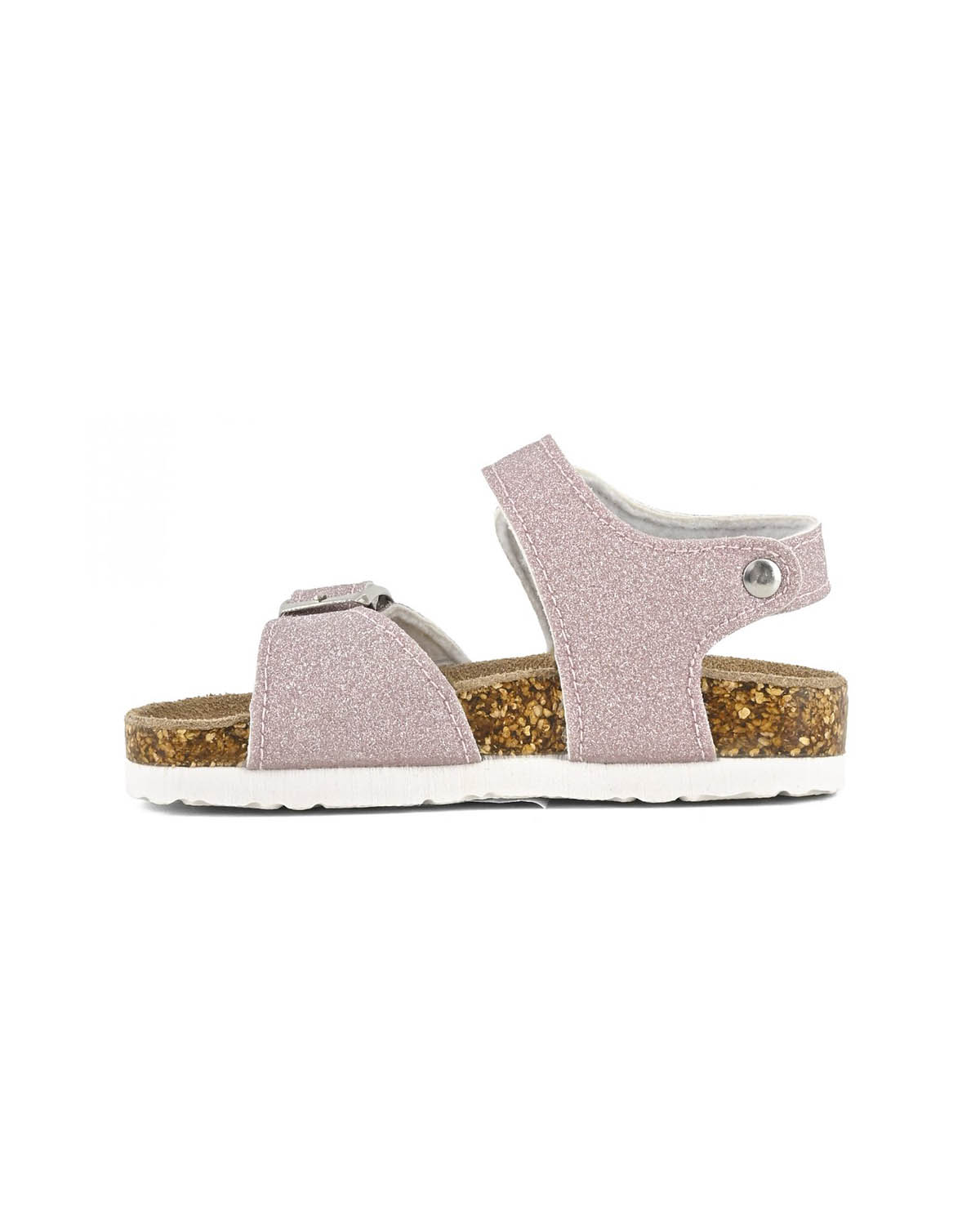 Sandalo rosa glitterato con fibbia e cinturino a strappo image