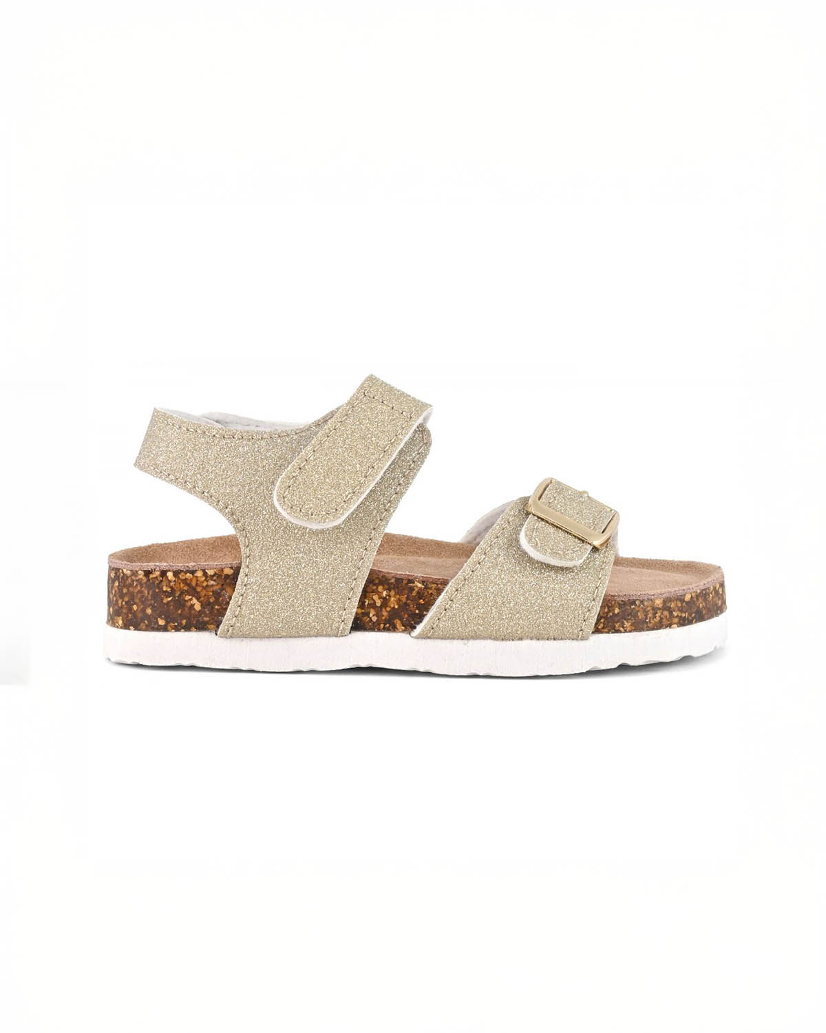 Sandalo Colors of California oro glitterato con fibbia e cinturino a strappo