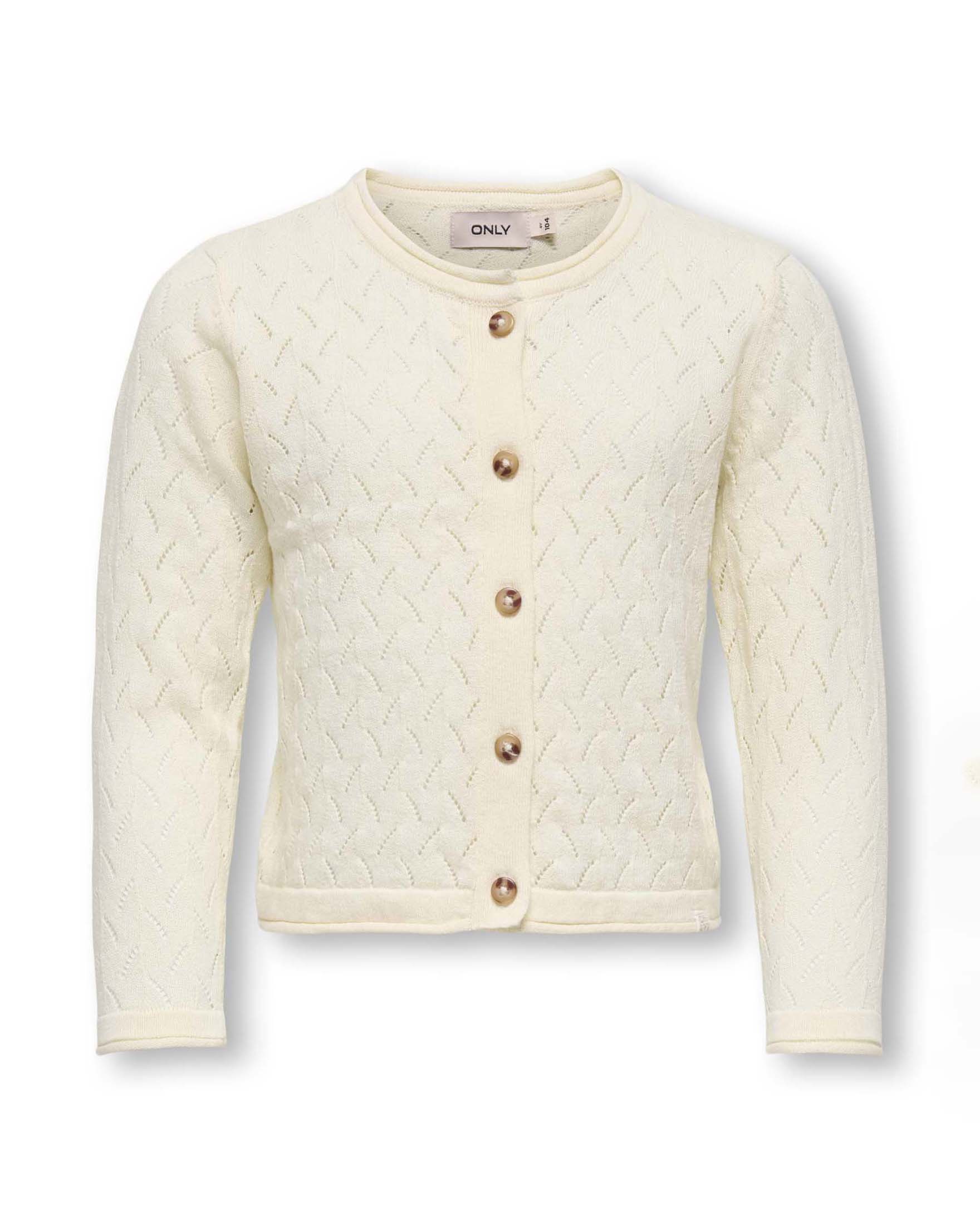 Cardigan punzonato Kids Only color panna in puro cotone