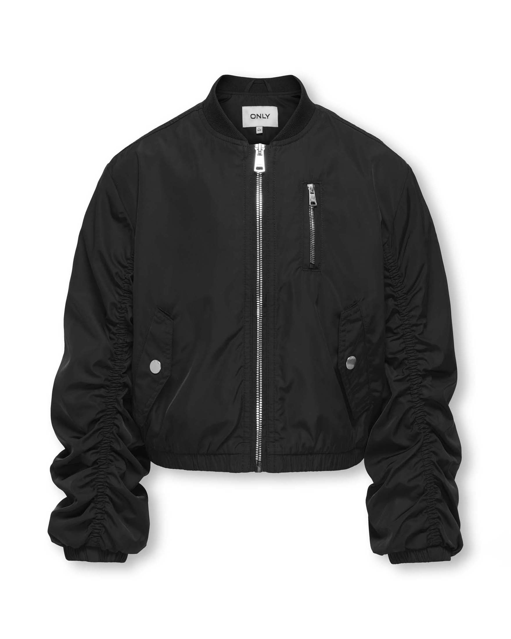 Bomber nero Kids Only cropped con maniche arricciate