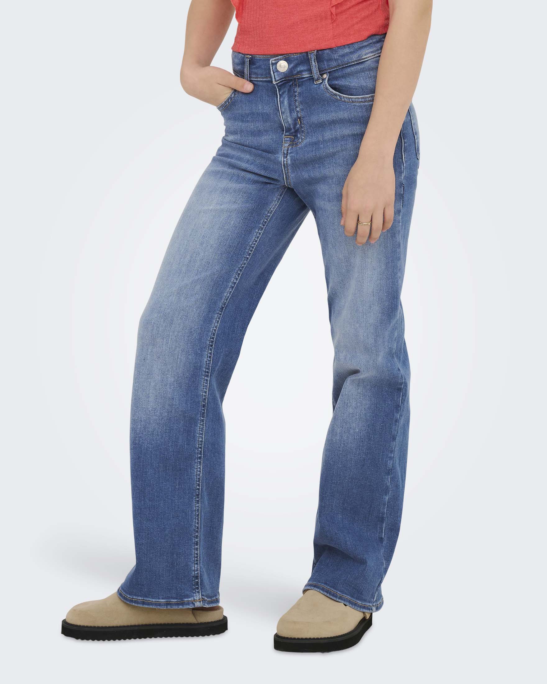 Pantalone wide leg Kids Only lavaggio medio stone washed a vita alta image