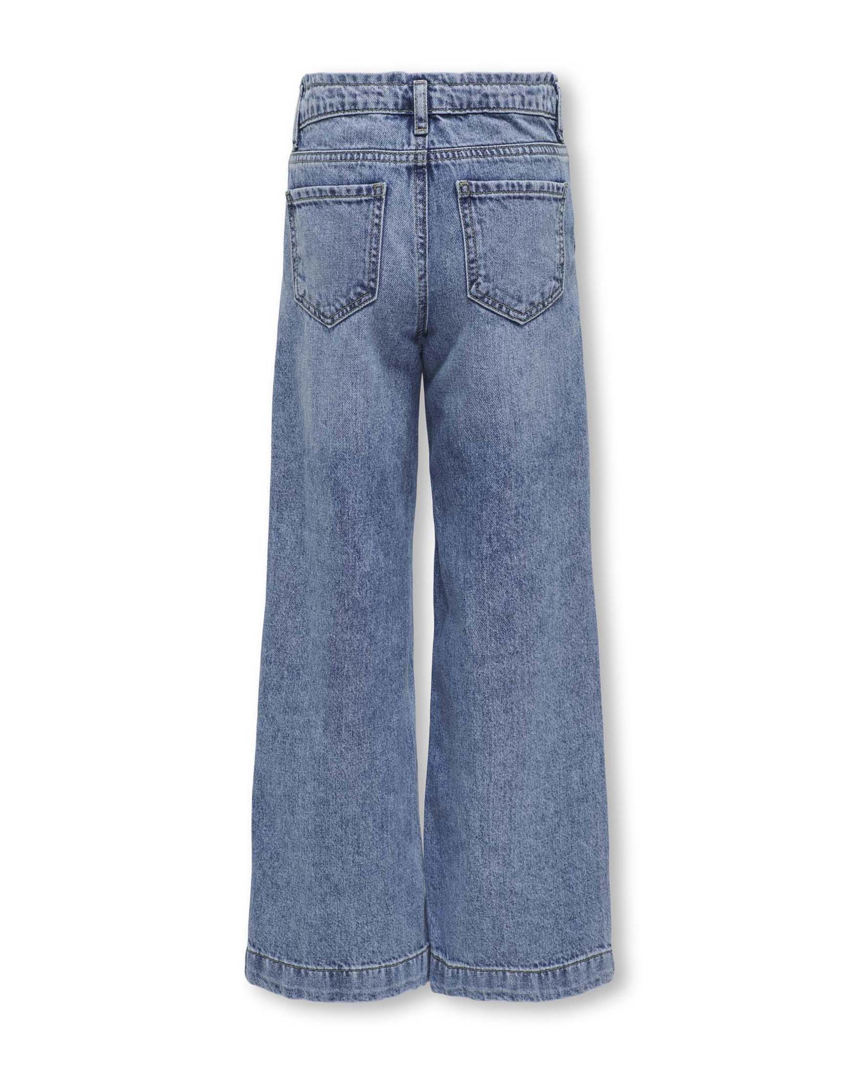 Pantalone wide leg chino Kids Only lavaggio medio stone washed a vita alta image