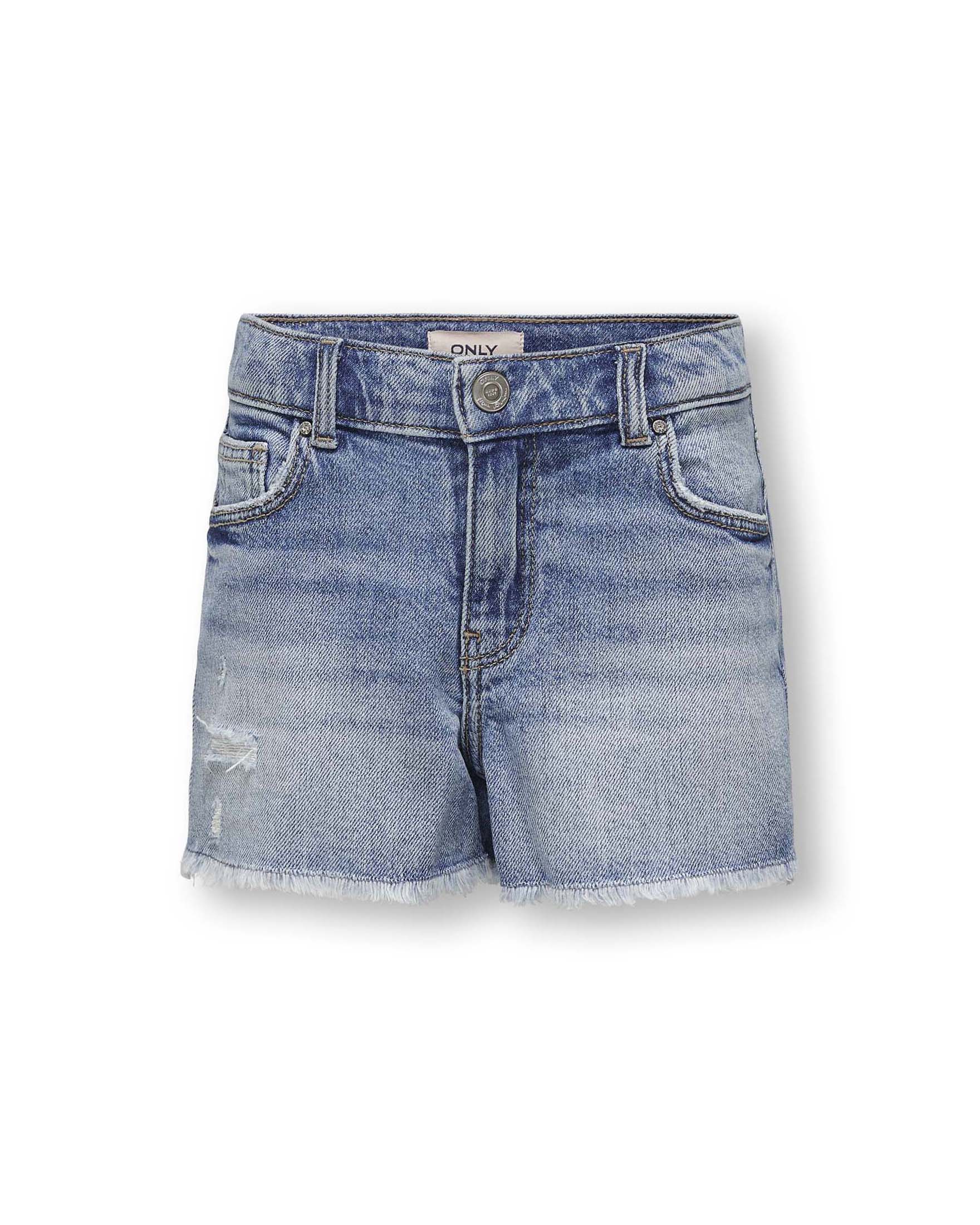Short sfrangiato Kids Only in denim stone washed di misto cotone stretch