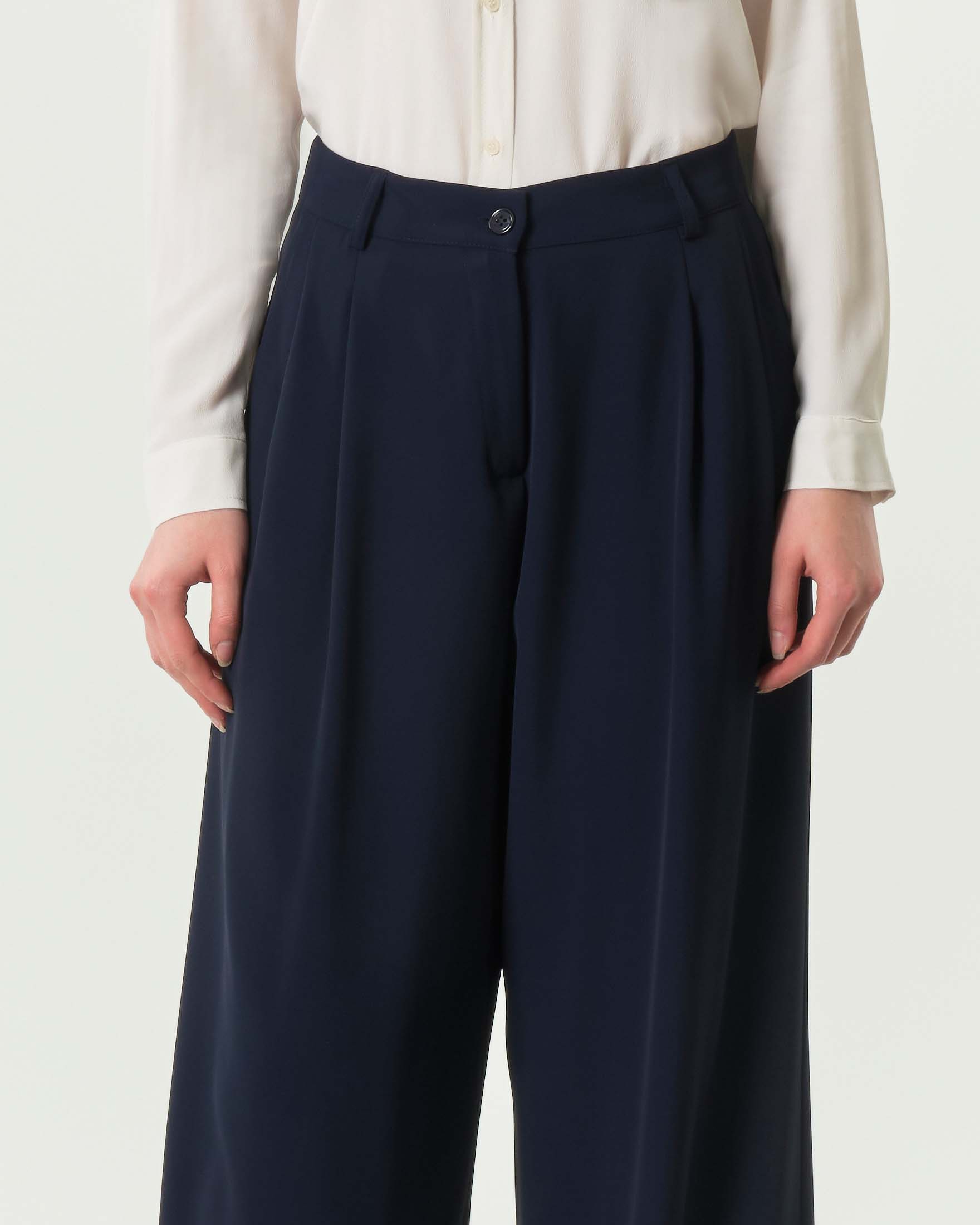 Pantaloni blu Hlo! oversize con pinces in vita image