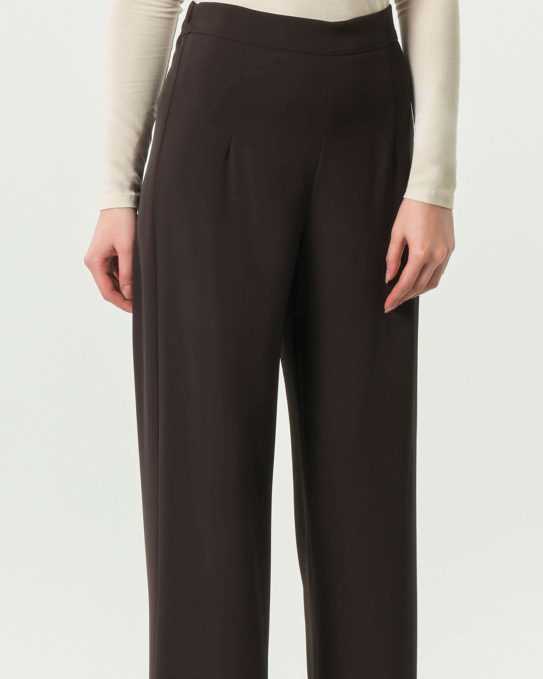 Pantaloni palazzo marroni Hlo! in crèpe image