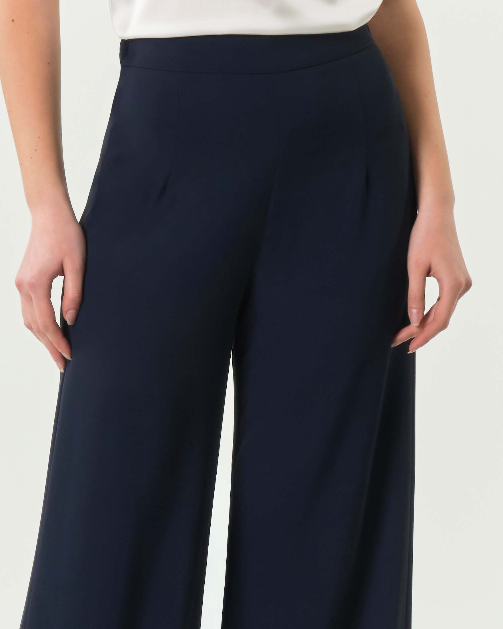 Pantaloni palazzo blu Hlo! in crèpe image