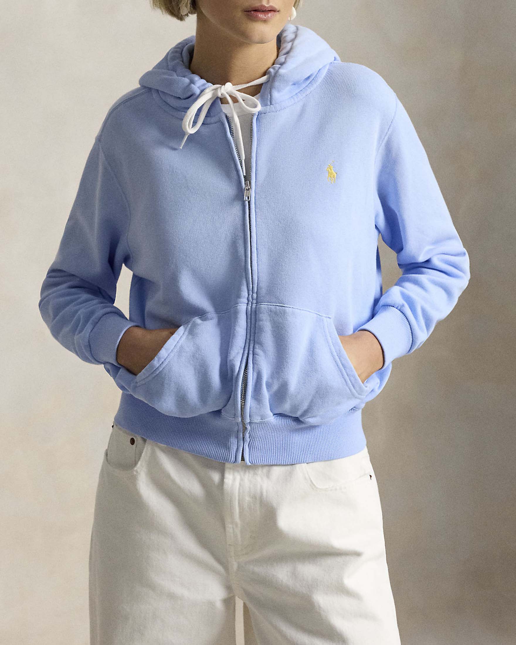 Felpa azzurra Polo Ralph Lauren con cappuccio e chiusura a zip image