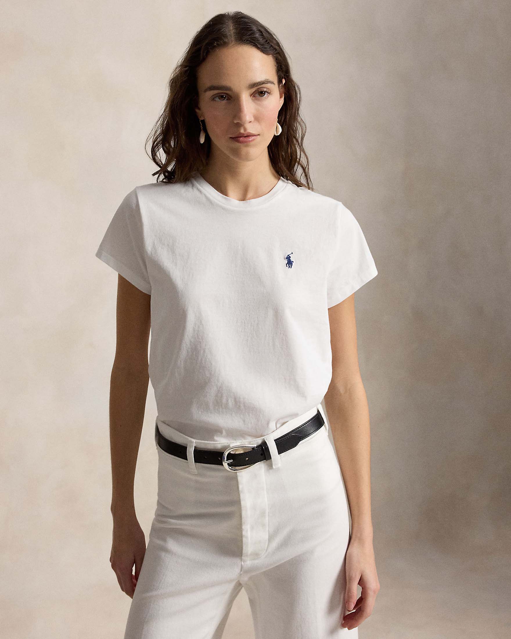 T-shirt girocollo a maniche corte Polo bianca con logo Pony ricamato