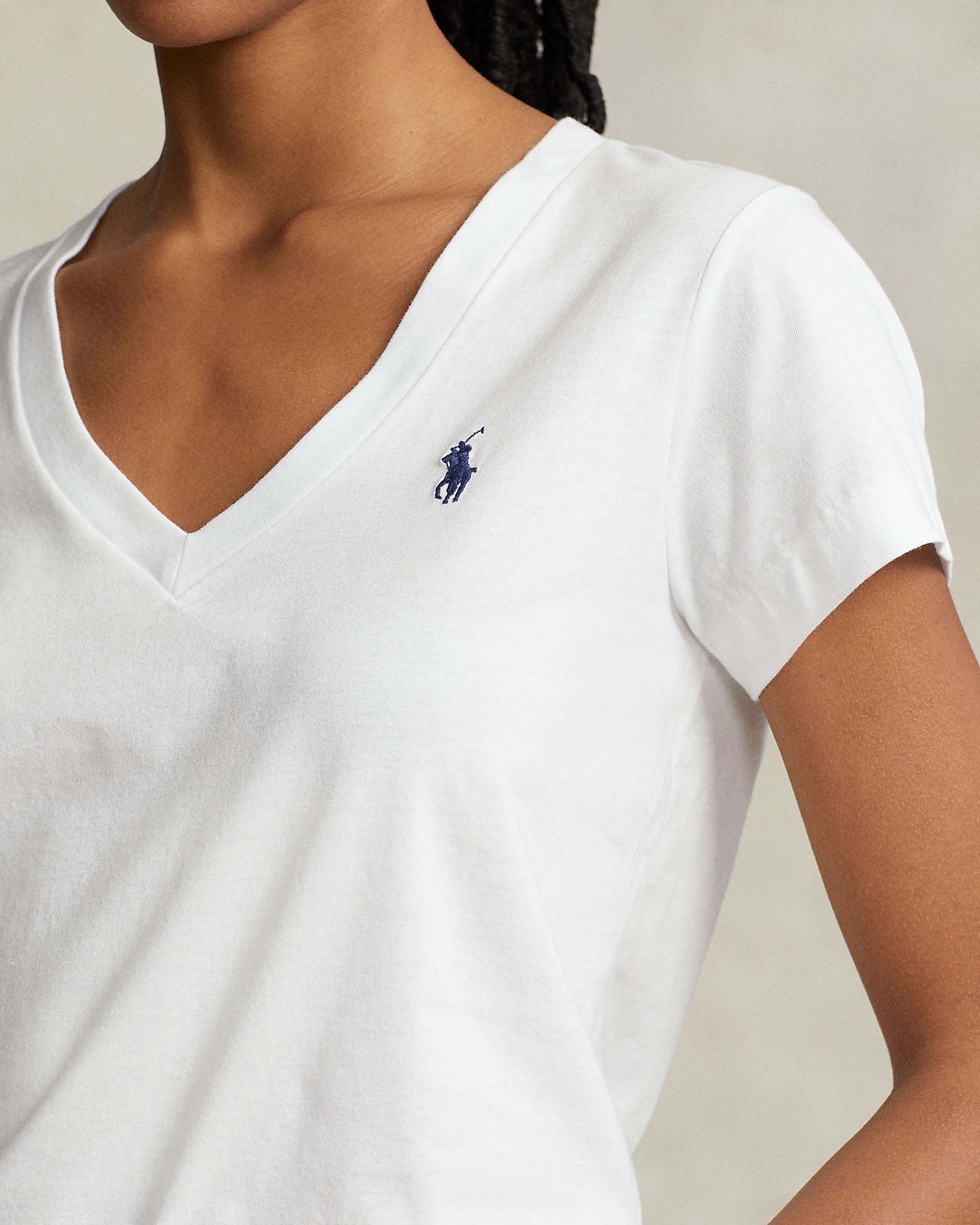 Roselux Maglietta Donna Manica Corta Con Scollo A V Profondo - Basic Aderente Tinta Unita - Bianco, Taglia M